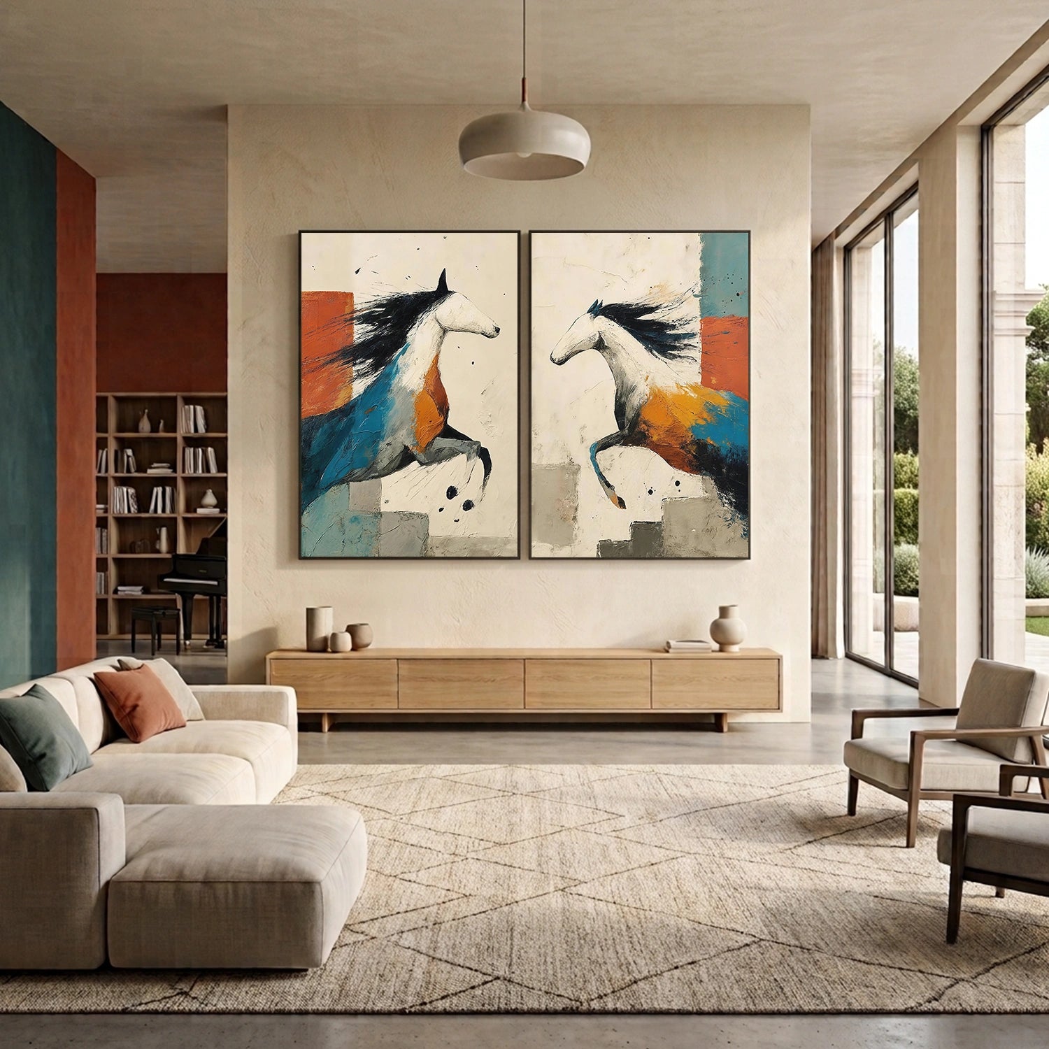 Abstract Animal Art Horse Wall Art Set of 2 #AT090