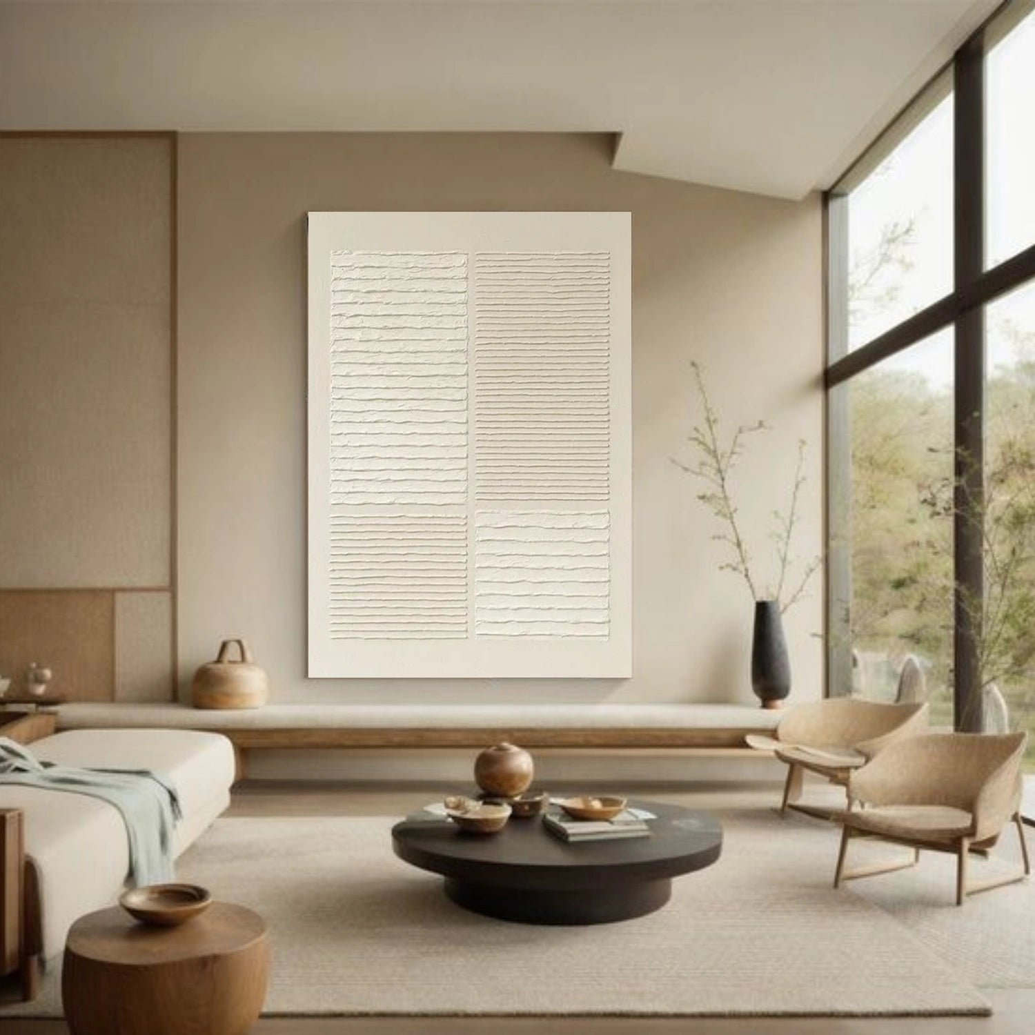 Beige & Brown Textured Minimalist Wall Art #BM036