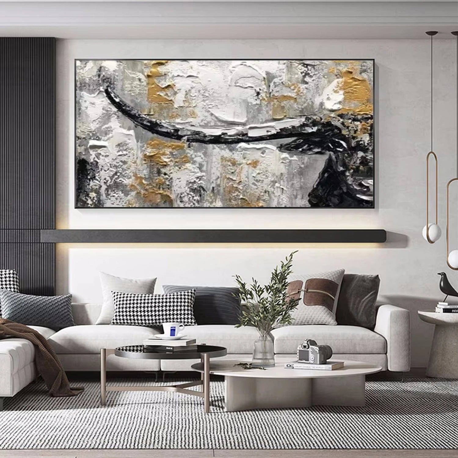 Abstract Animal Art Bull Textured Wall Art #AT027
