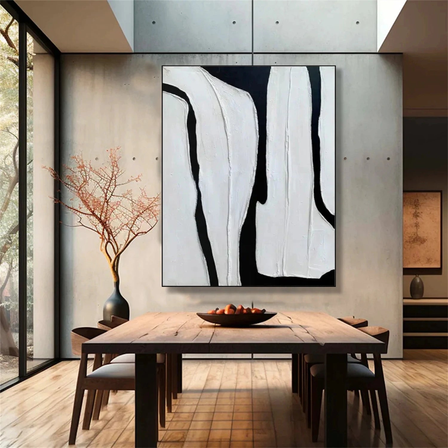 Black and White Minimalist Textured Canvas Art #BT079