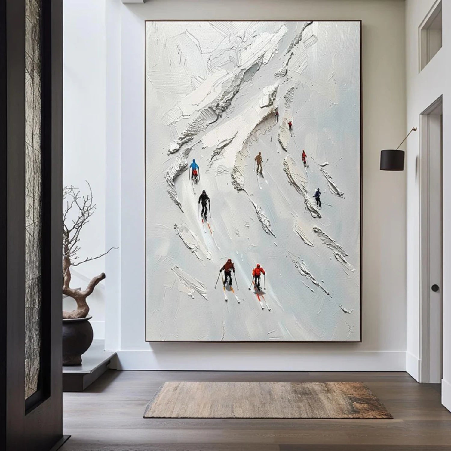 Skiing Sport Textured Wall Art #BA033