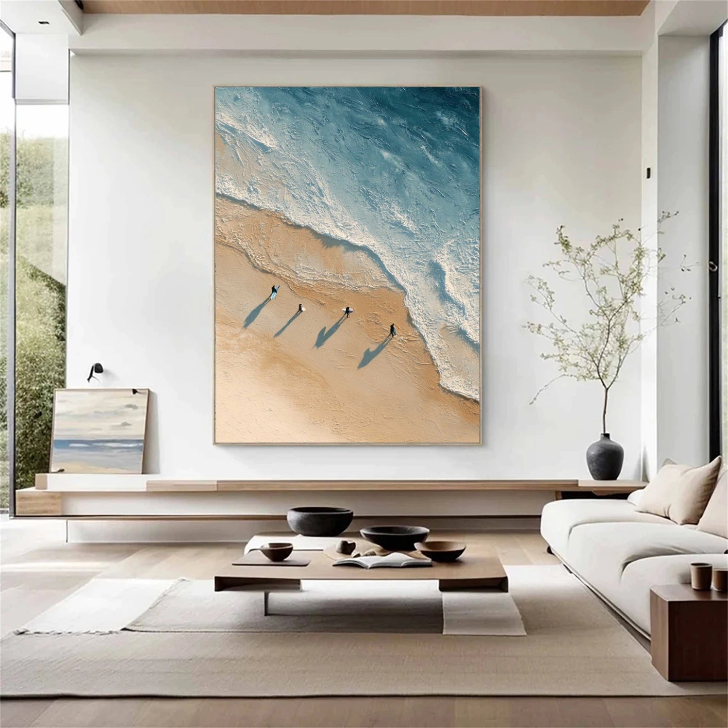 Sky And Ocean Abstract Textured Wall Art #SO405