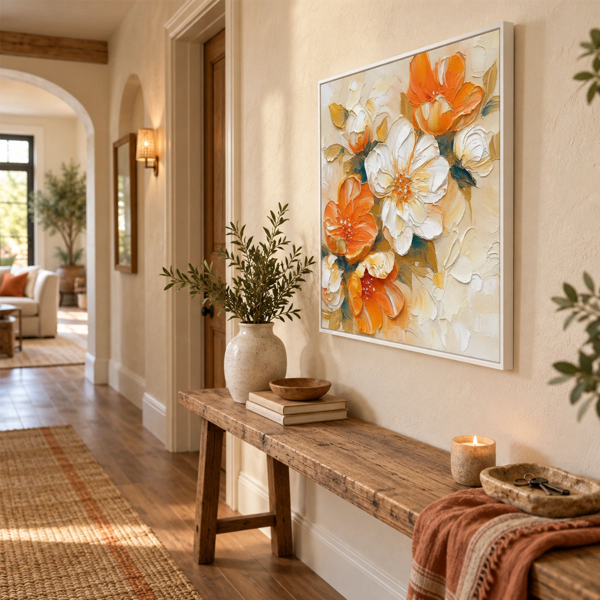 Tree And Flower Abstract Textured Wall Art #TF224