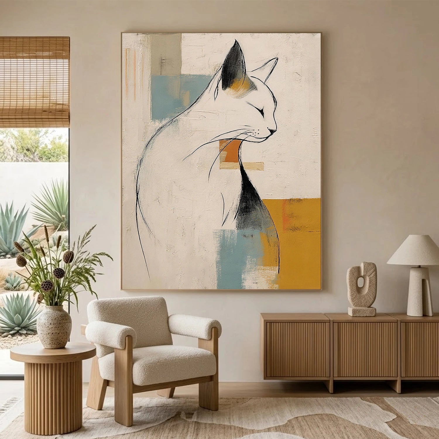 Abstract Animal Art Cat Wall Art #AT089