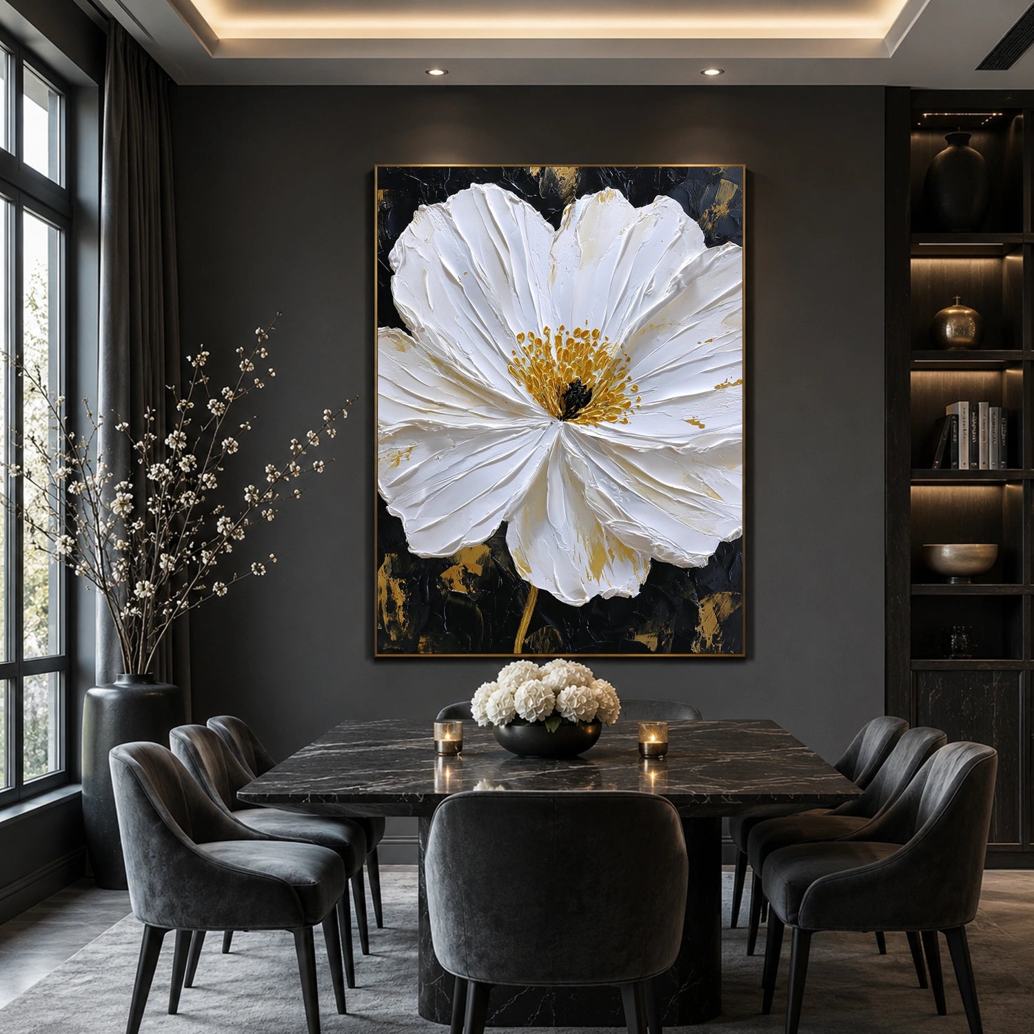 Tree And Flower Abstract Textured Wall Art #TF216