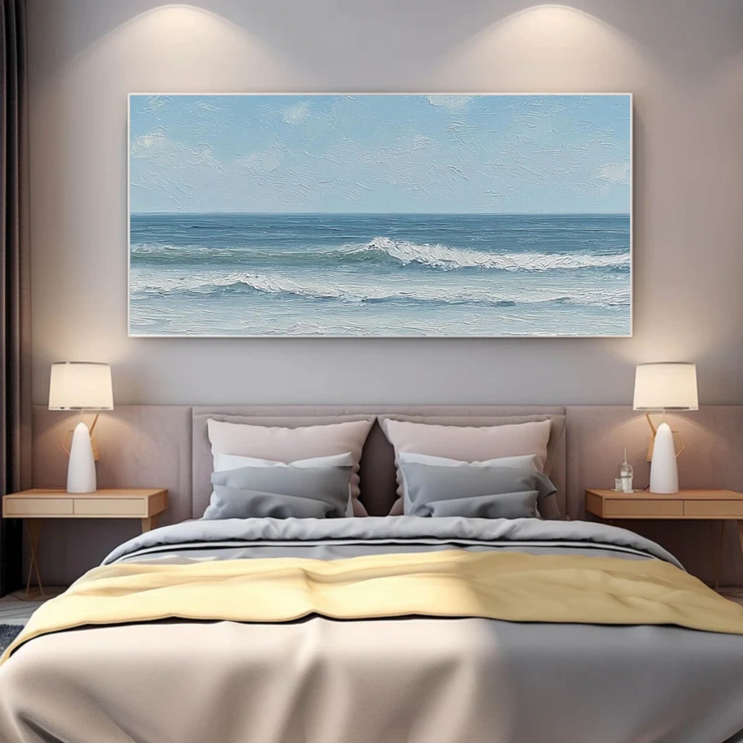 Sky And Ocean Abstract Textured Wall Art #SO381