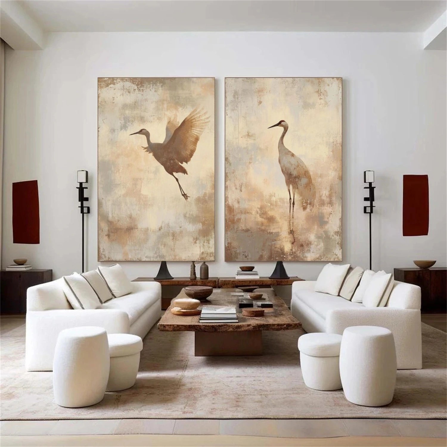 Abstract Animal Art Crane Wall Art Set of 2 #AT056