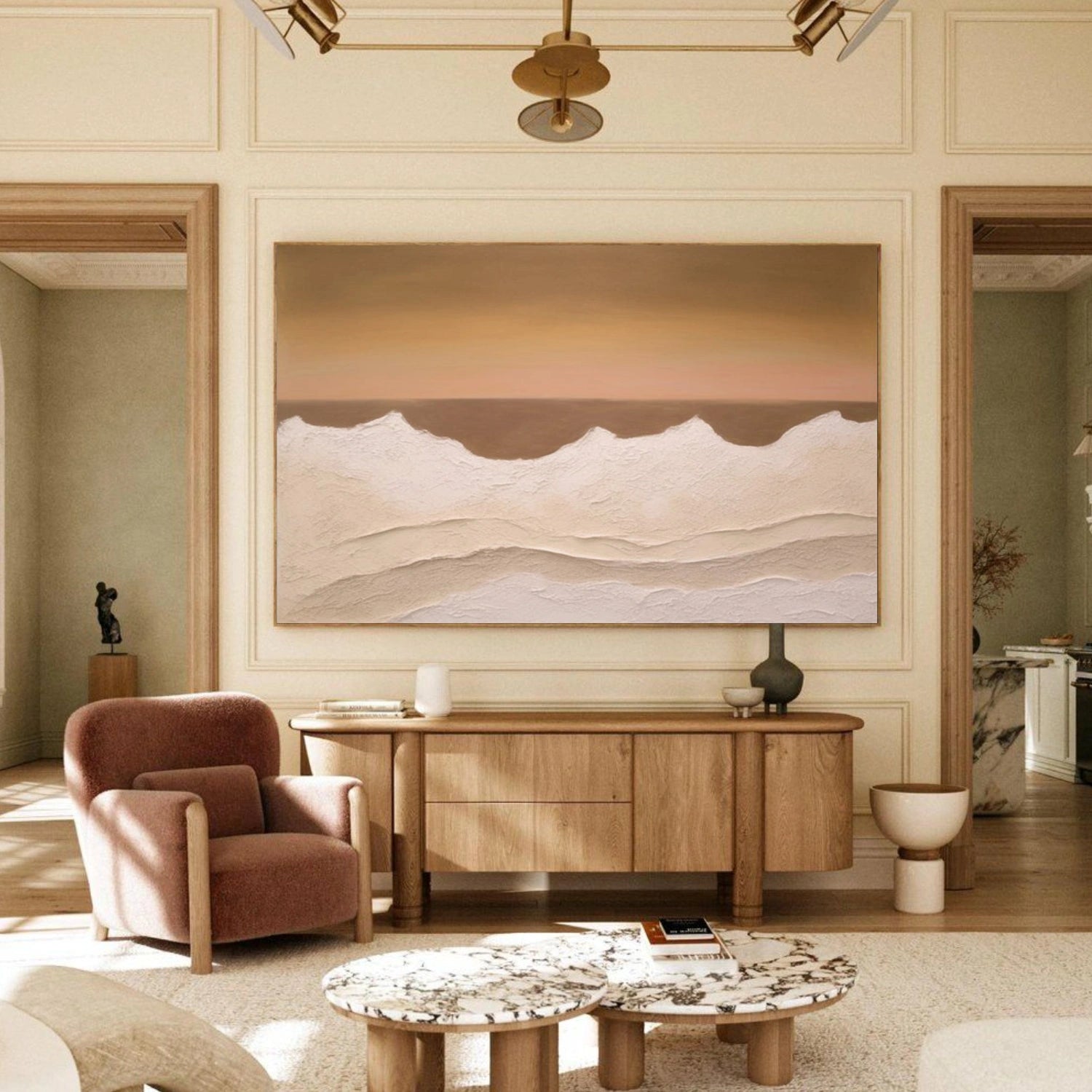 Sky And Ocean Abstract Textured Wall Art #SO408