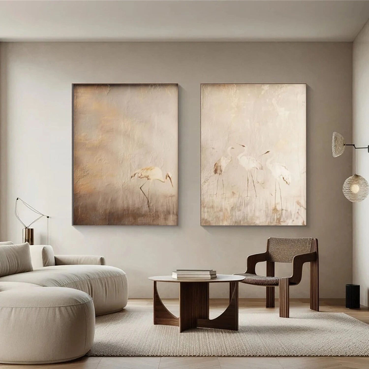 Abstract Animal Art Crane Wall Art Set of 2 #AT054
