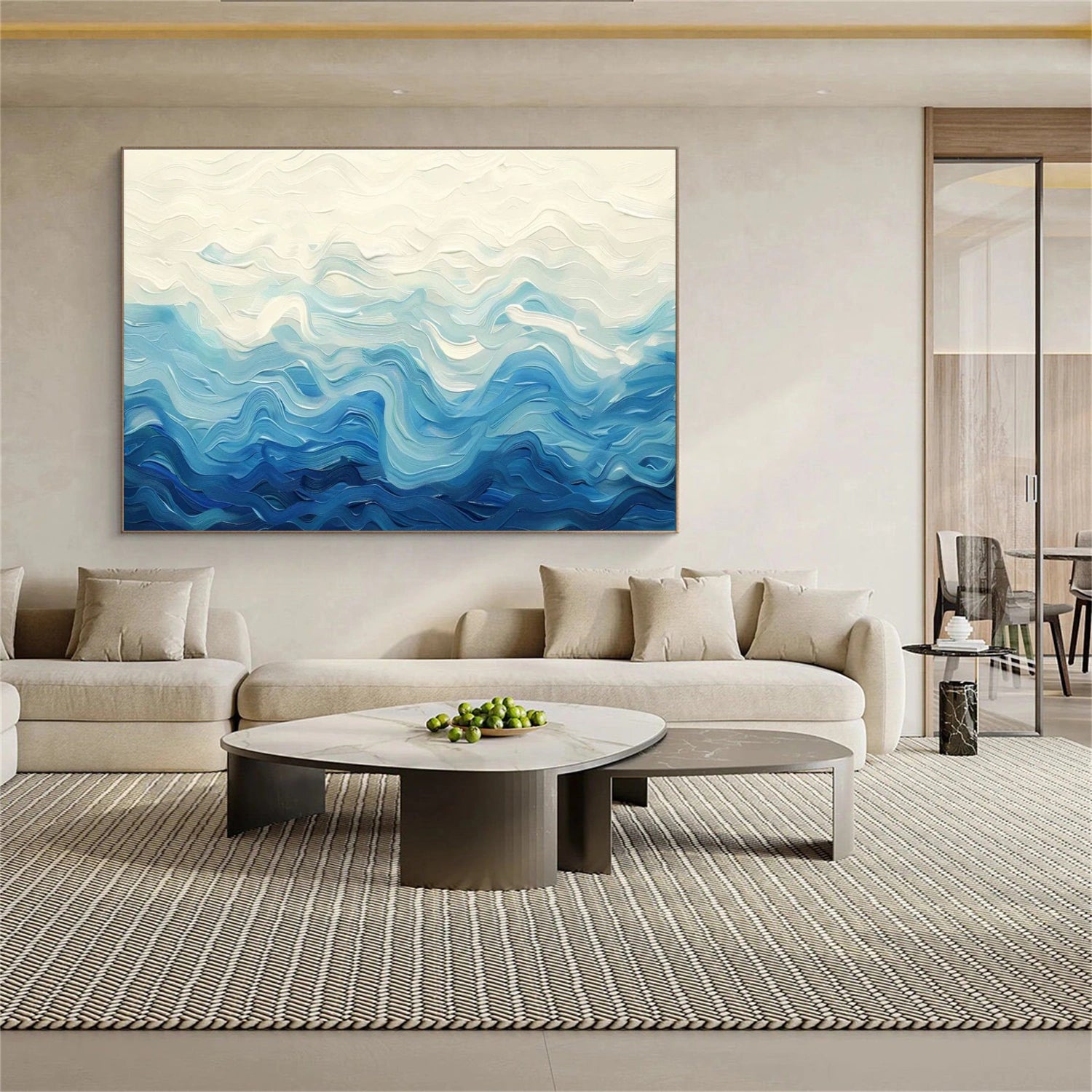 Sky And Ocean Abstract Textured Wall Art #SO285