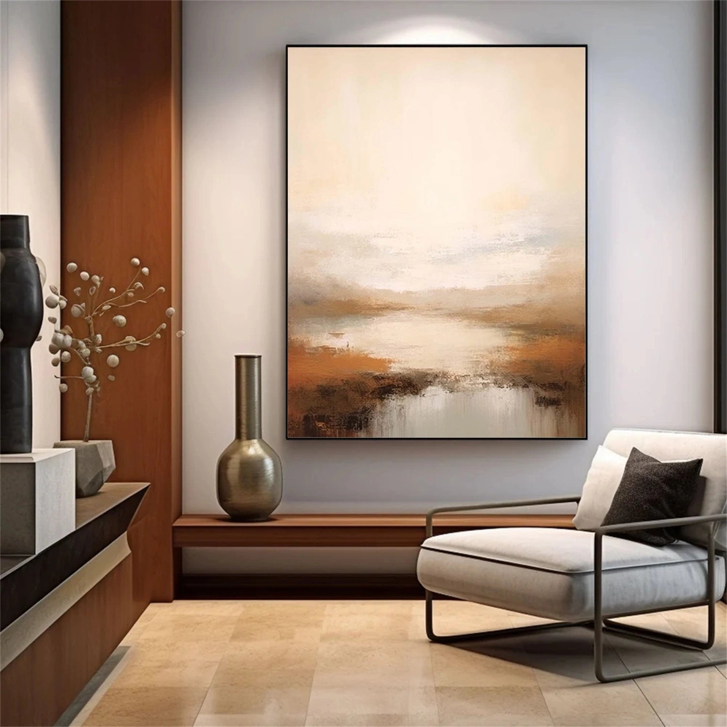 Beige & Brown Abstract Wall Art #AW147