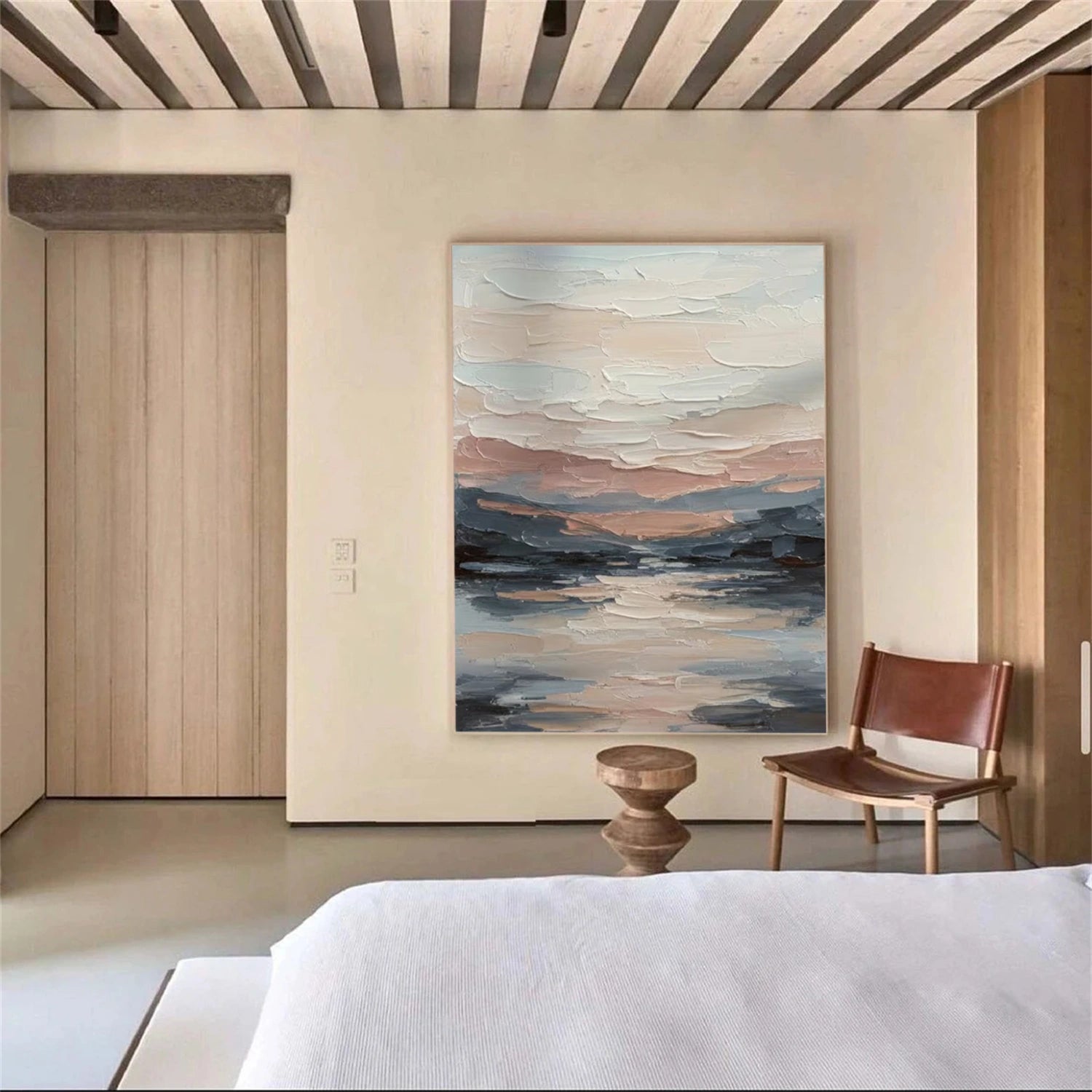 Sky And Ocean Abstract Textured Wall Art #SO389