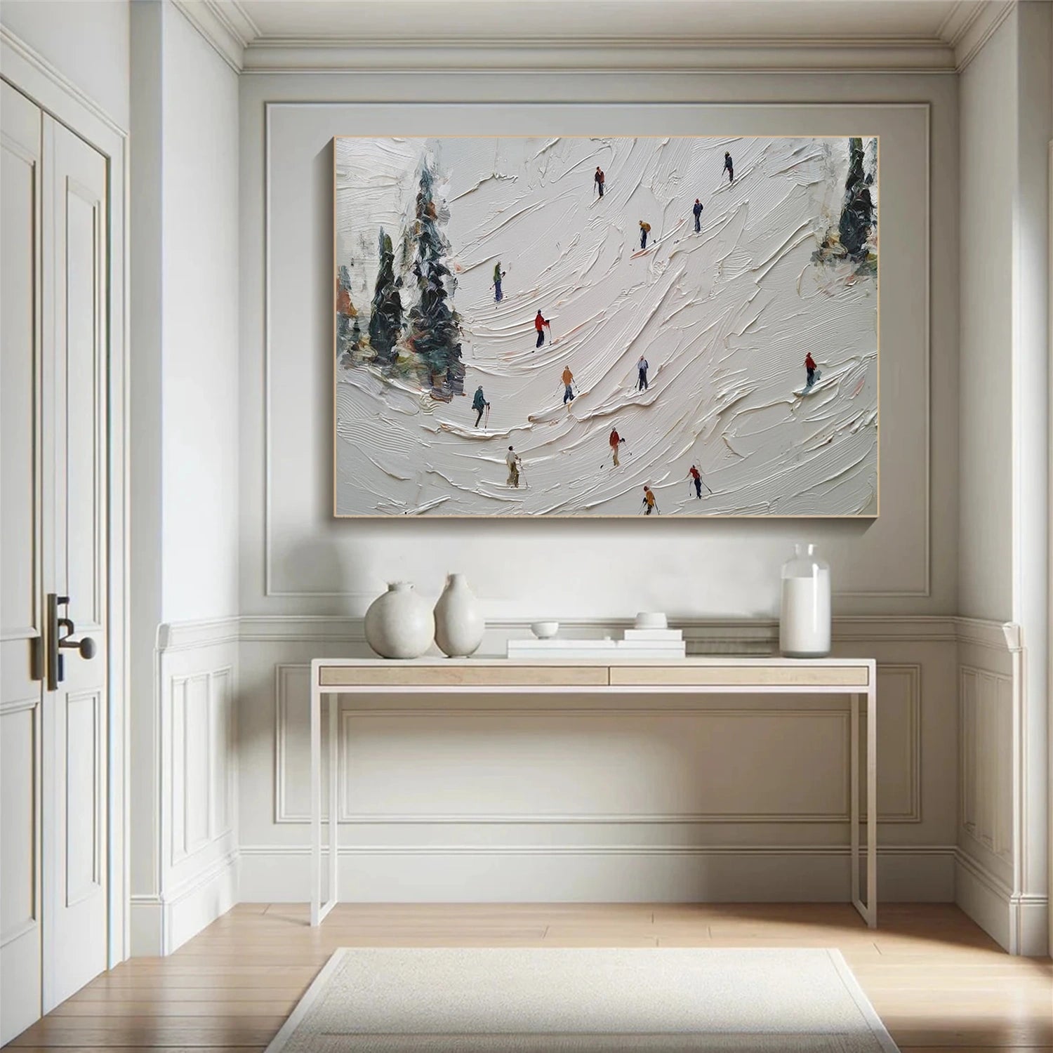 Skiing Sport Textured Wall Art #BA046