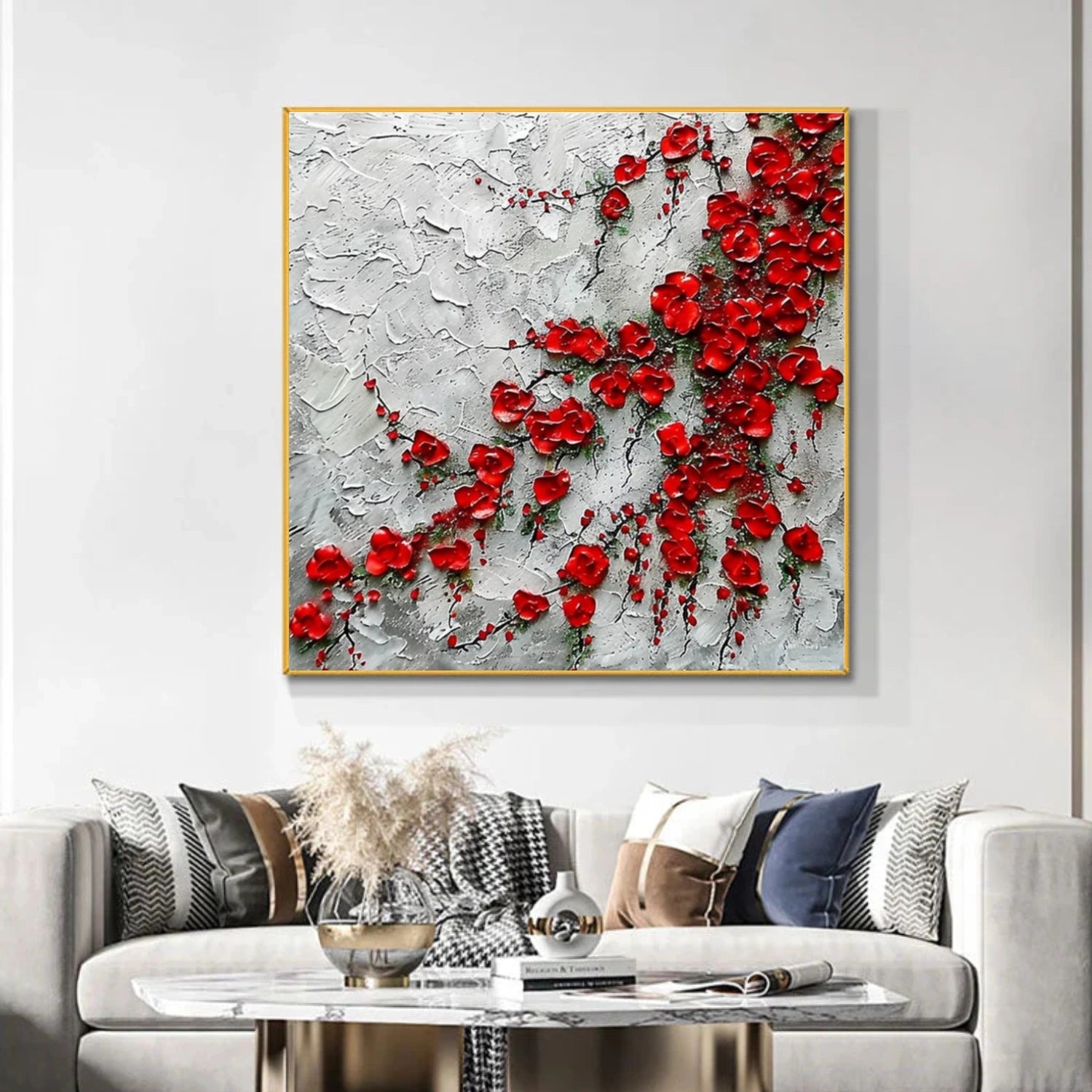 Tree And Flower Abstract Textured Wall Art #TF156