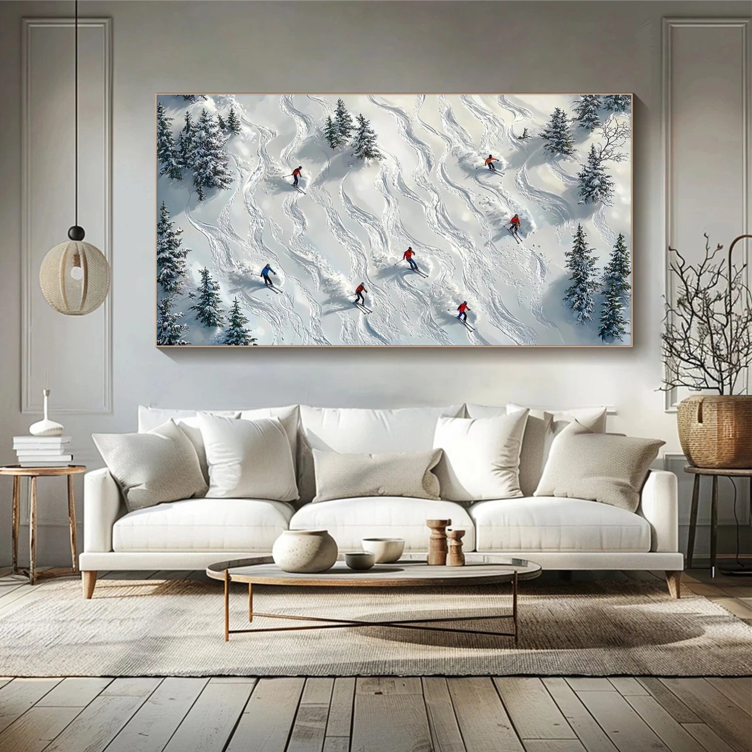 Skiing Sport Textured Wall Art #BA039