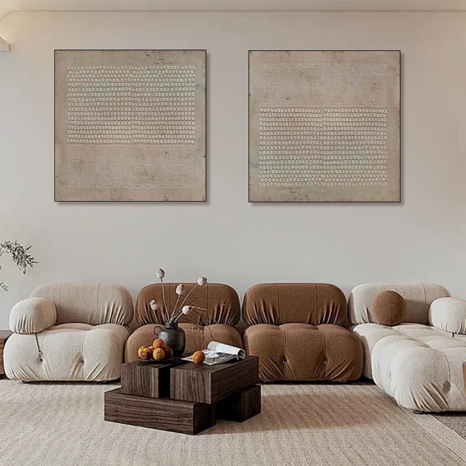 Wabi Sabi Abstract Textured Canvas Art Set of 2 #WA190