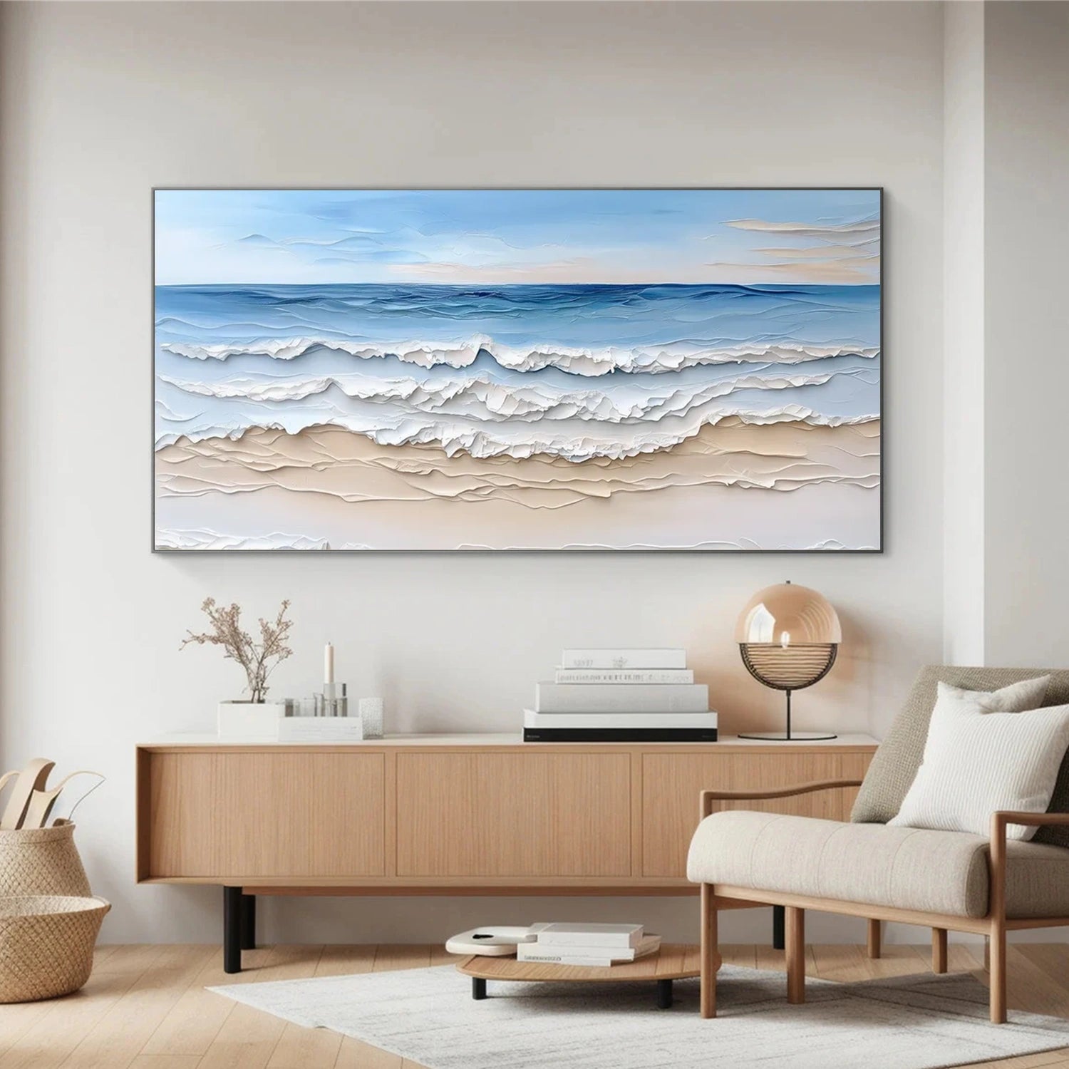 Sky And Ocean Abstract Textured Wall Art #SO313