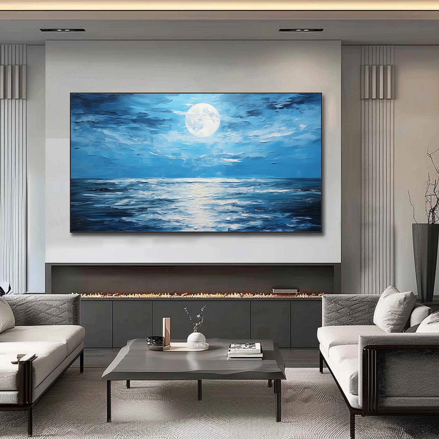 Sky And Ocean Abstract Textured Wall Art #SO282