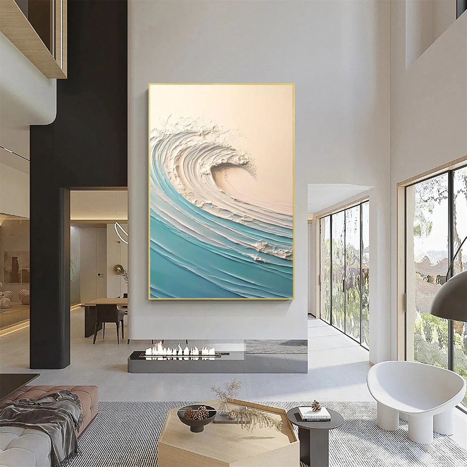 Sky And Ocean Abstract Textured Wall Art #SO284