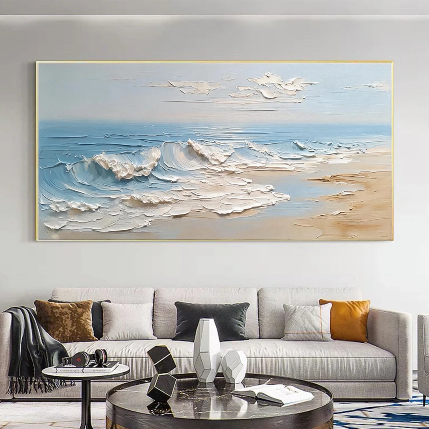 Sky And Ocean Abstract Textured Wall Art #SO412