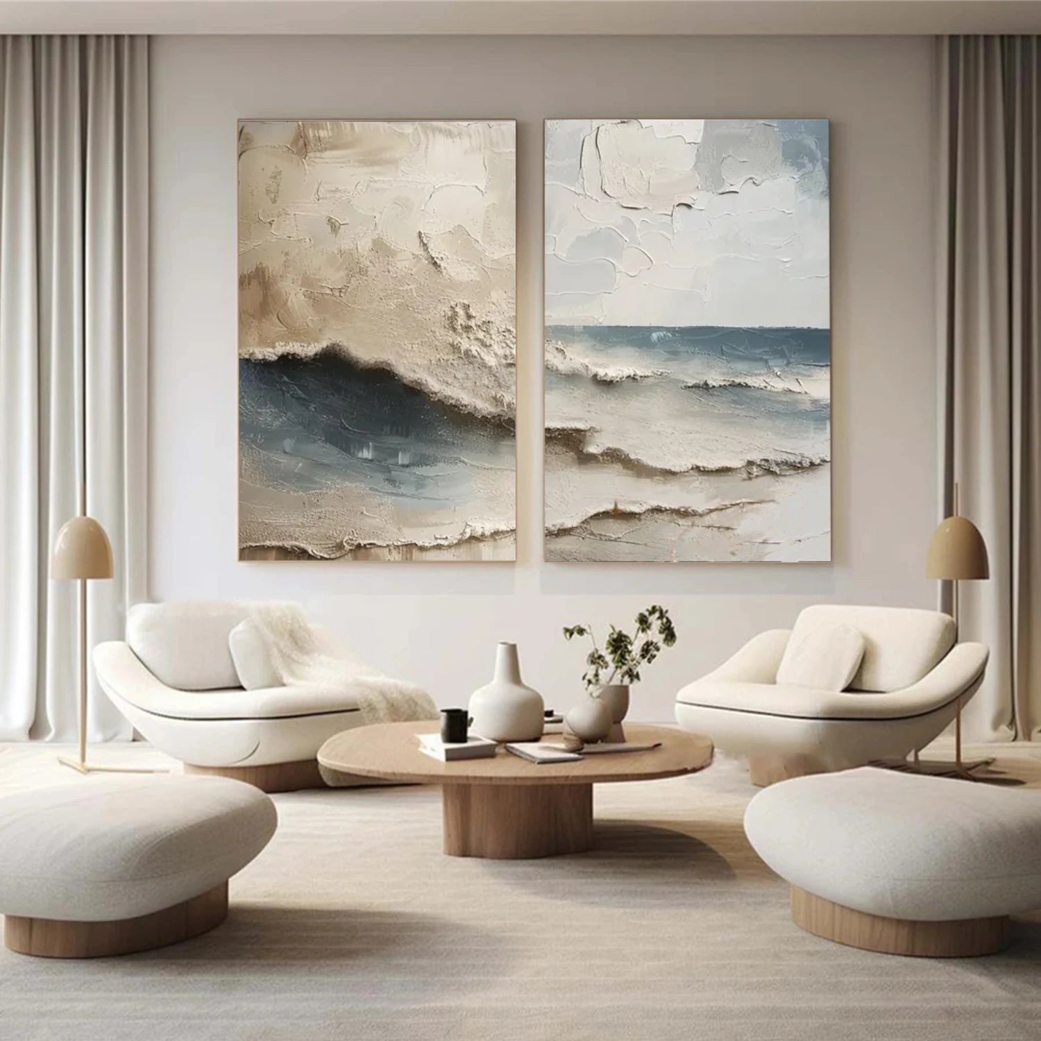 Sky And Ocean Abstract Textured Wall Art Set of 2 #SO288