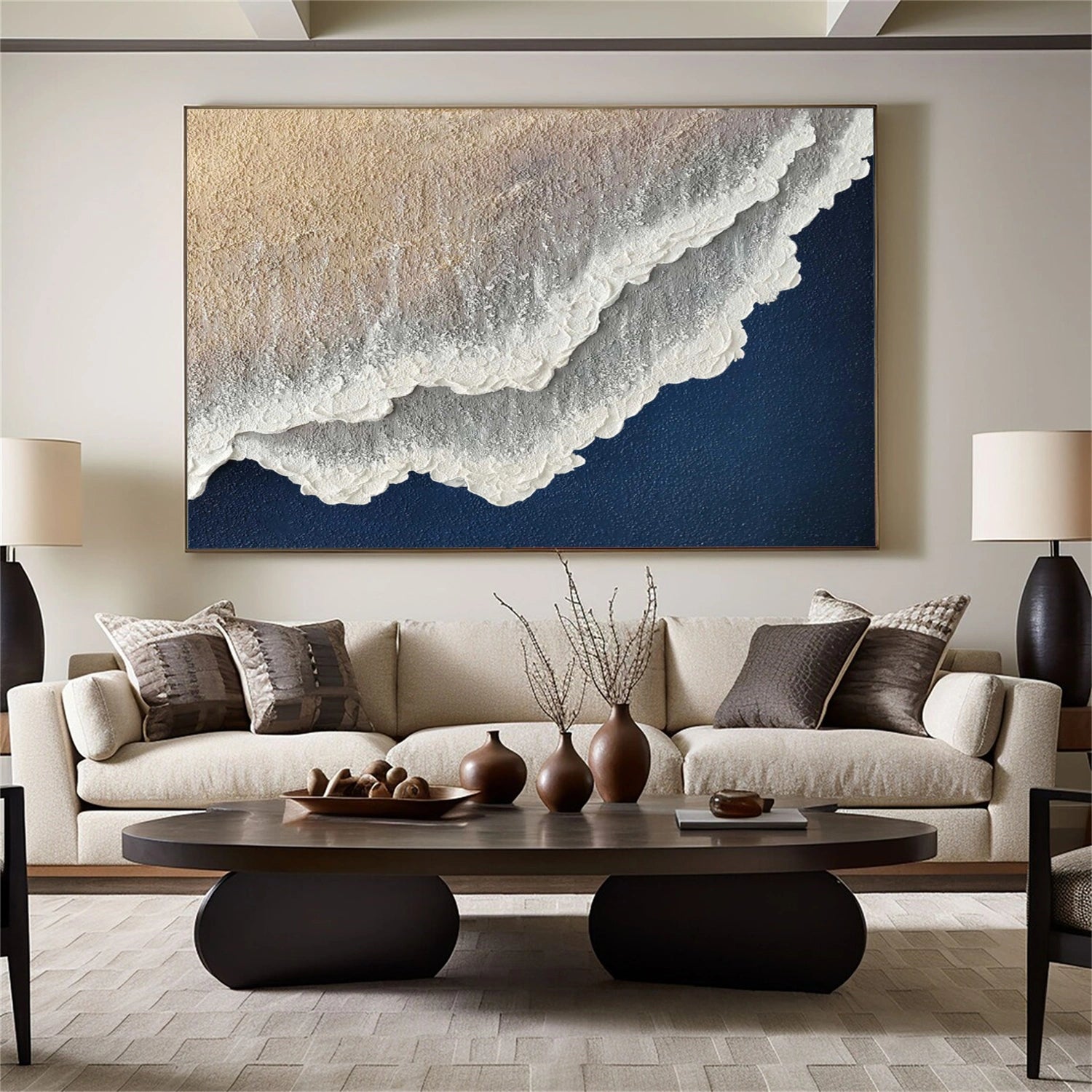 Sky And Ocean Abstract Textured Wall Art #SO286