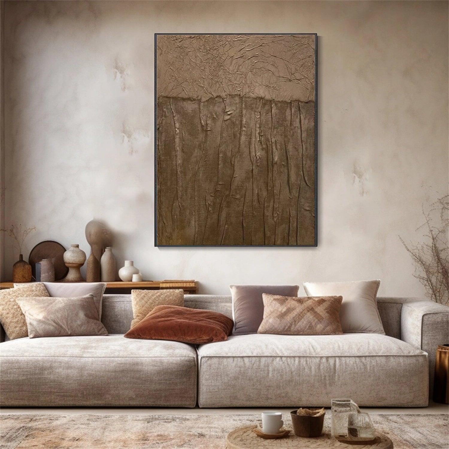 Brown Abstract Textured Wall Art #AW174