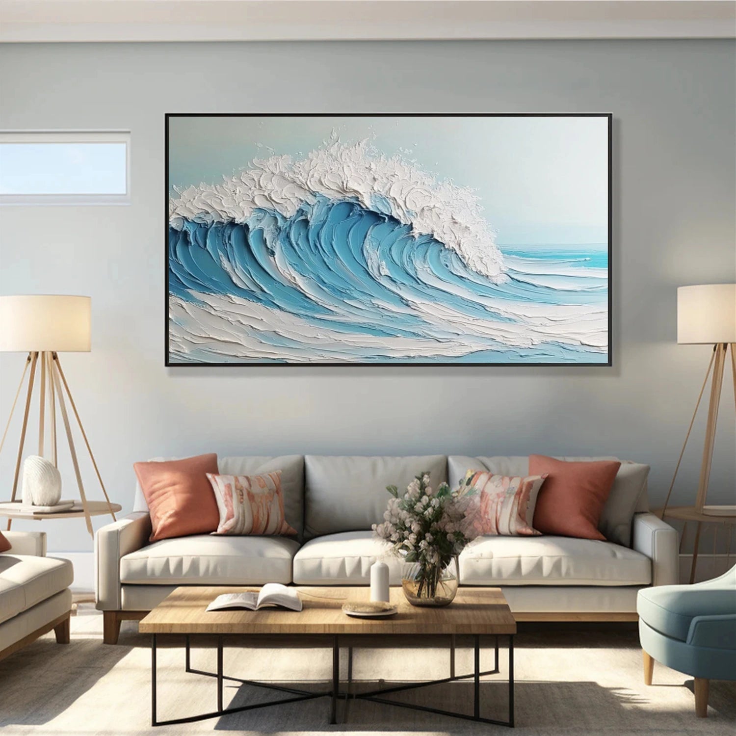 Sky And Ocean Abstract Textured Wall Art #SO297