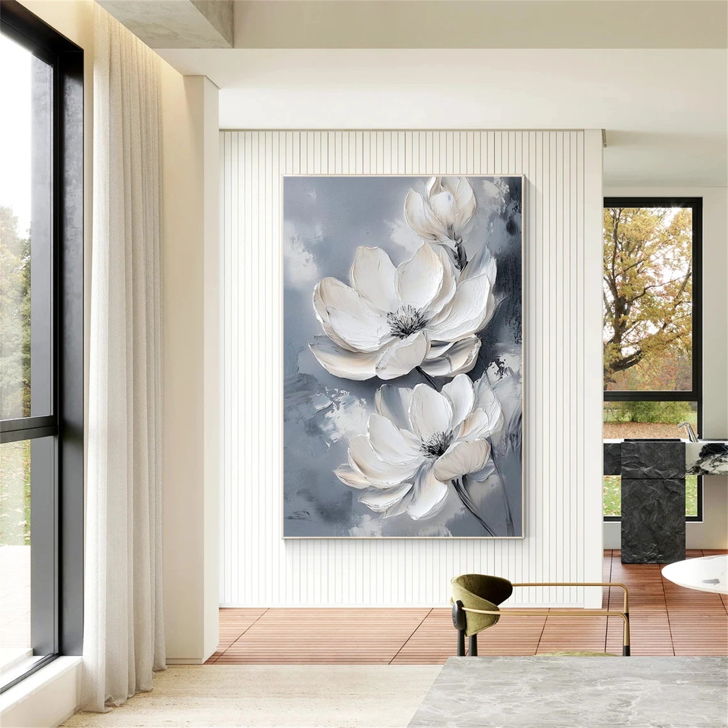 Tree And Flower Abstract Textured  Wall Art #TF202