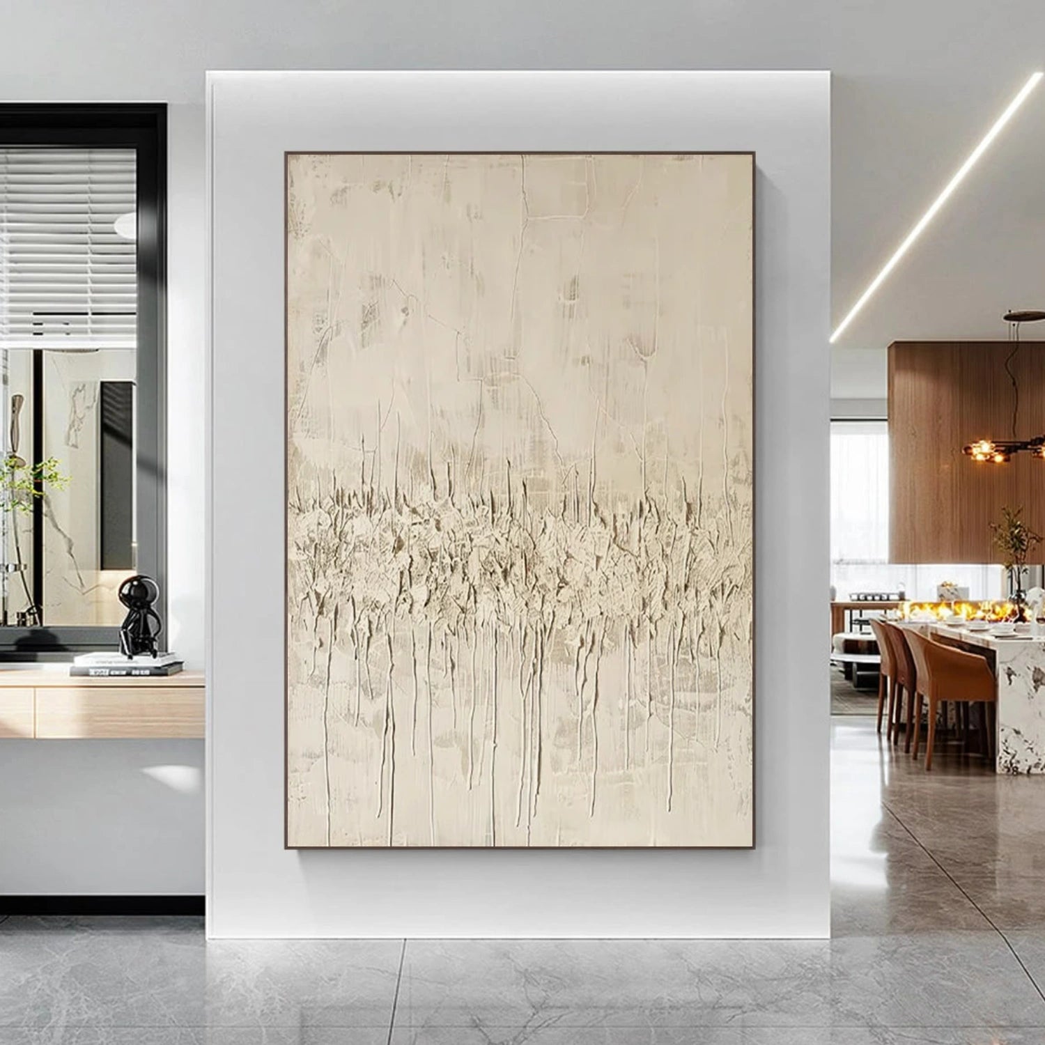 Beige Abstract Textured Wall Art #AW116