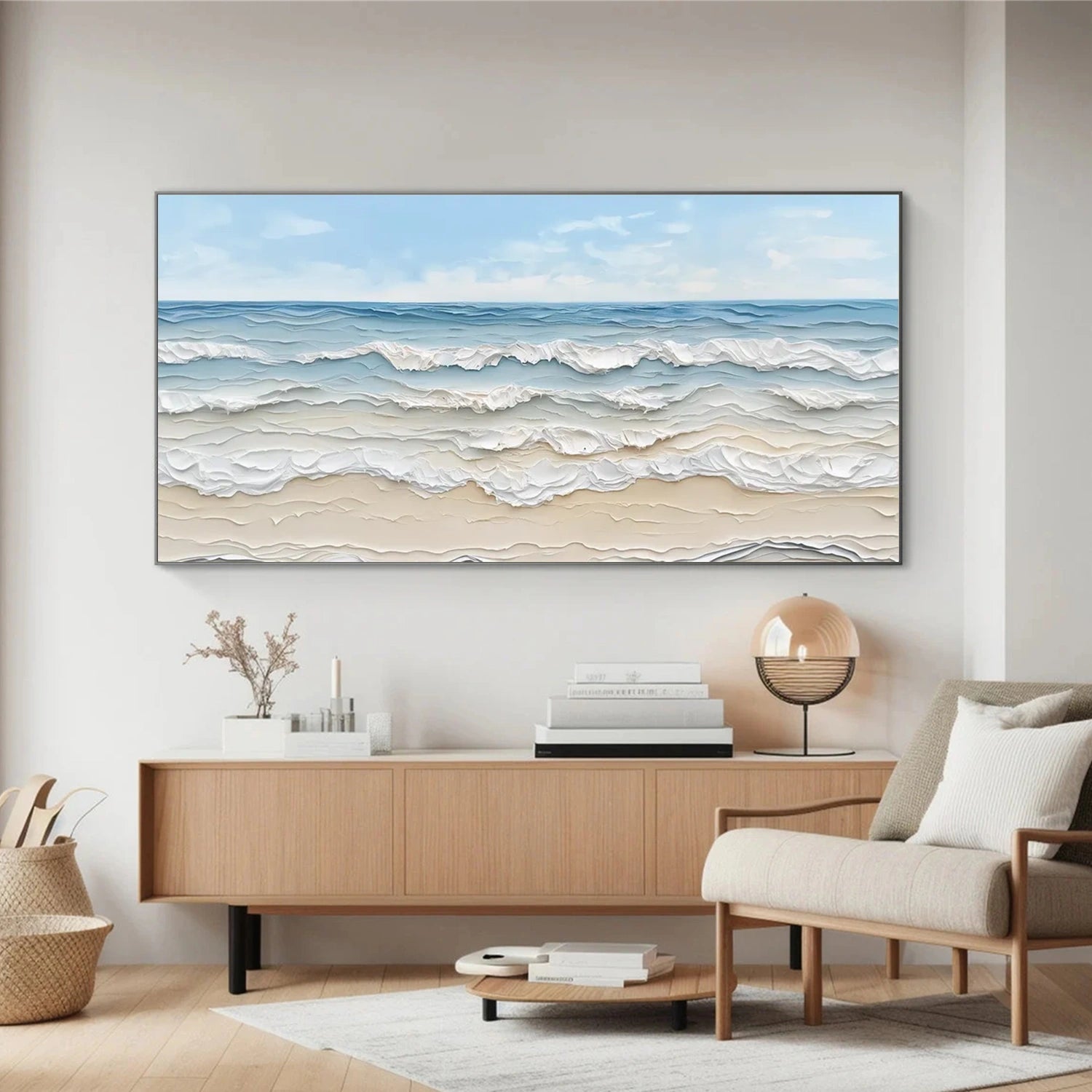 Sky And Ocean Abstract Textured Wall Art #SO311