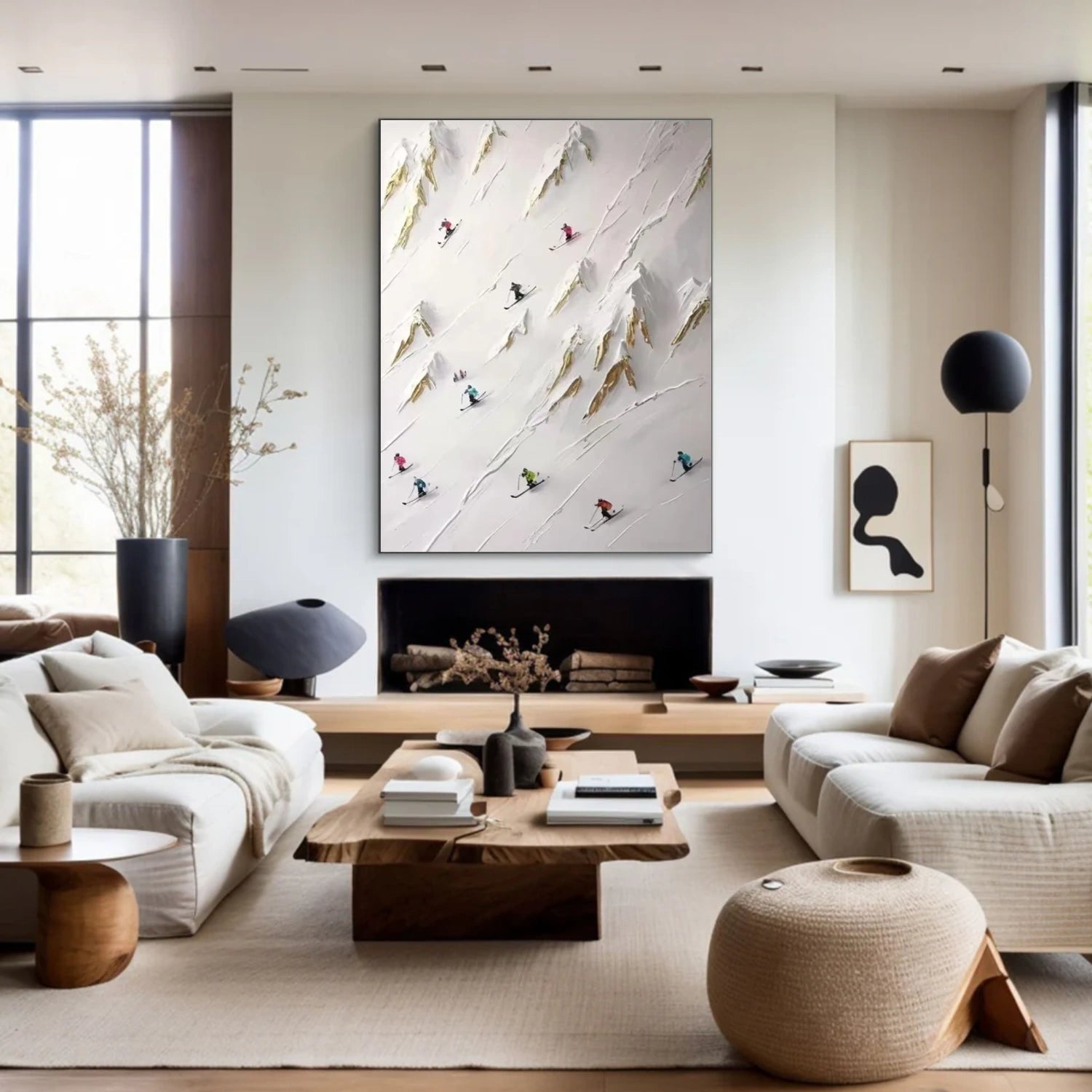 Skiing Sport Textured Wall Art #BA015