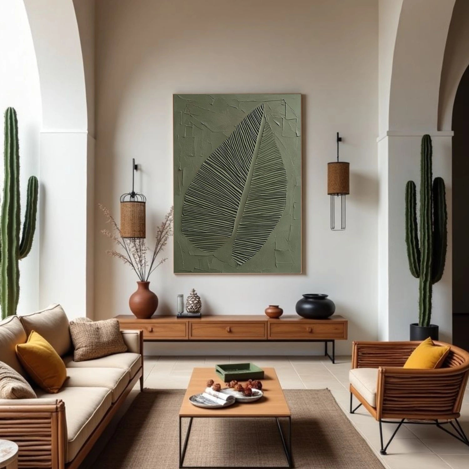 Green Textured Minimalist Wall Art #GT056