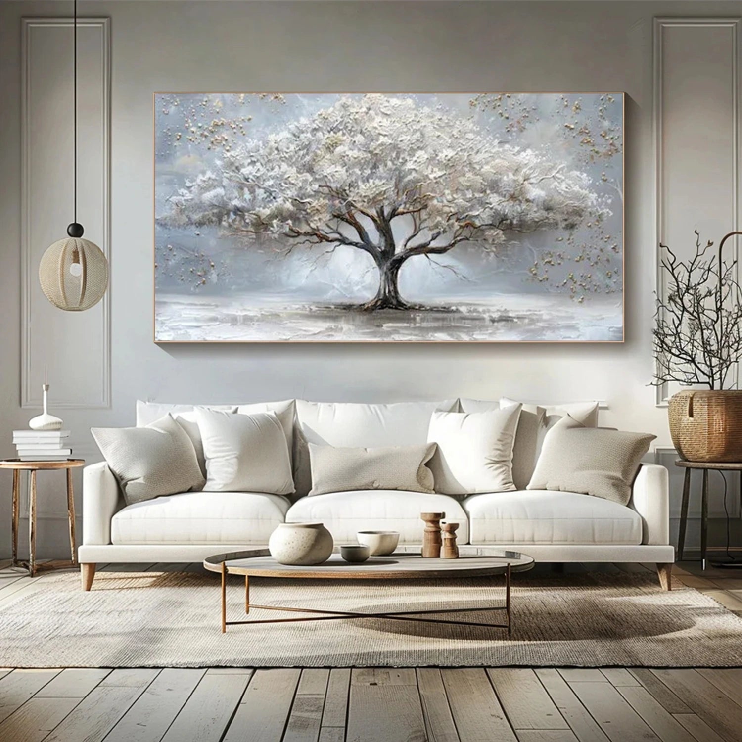 Tree And Flower Abstract Textured Wall Art #TF178