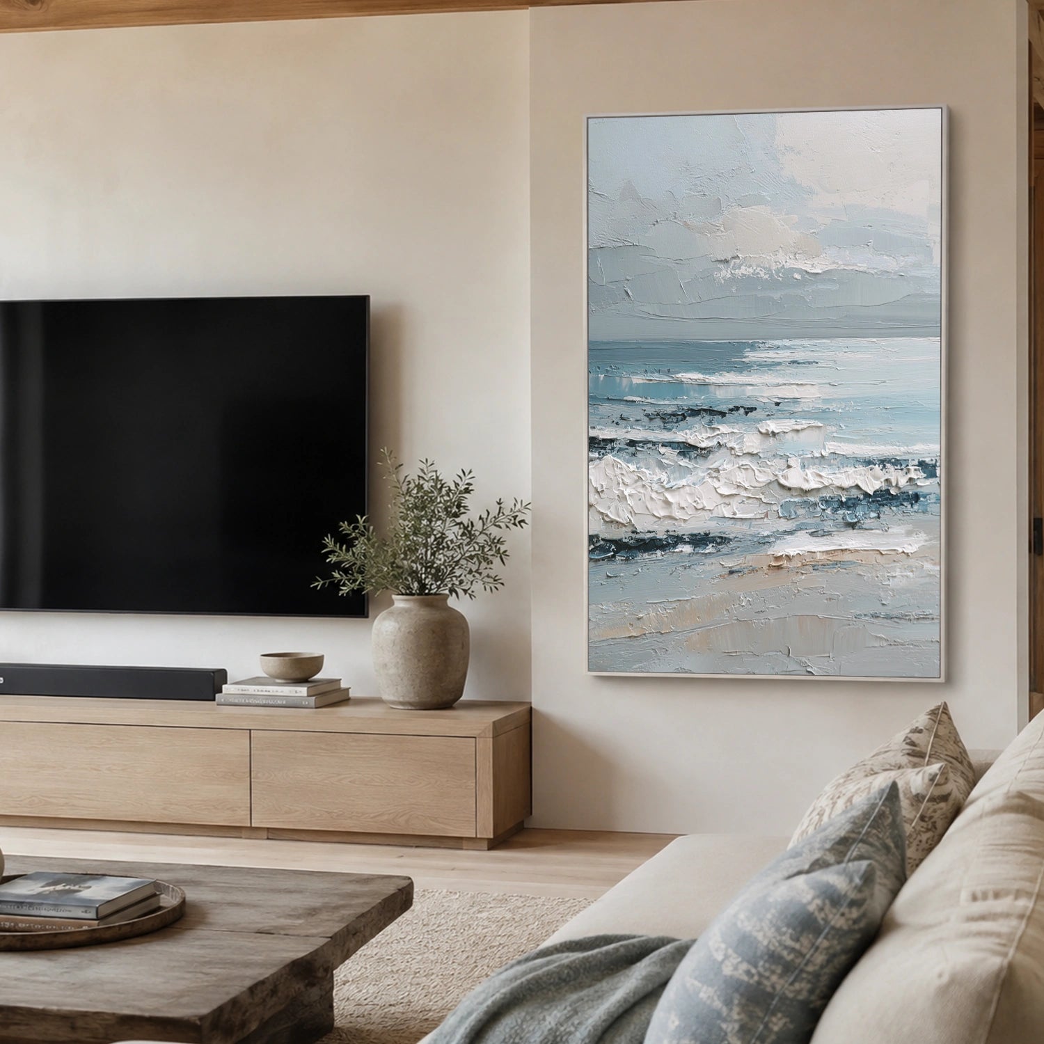 Sky And Ocean Abstract Textured Wall Art #SO441