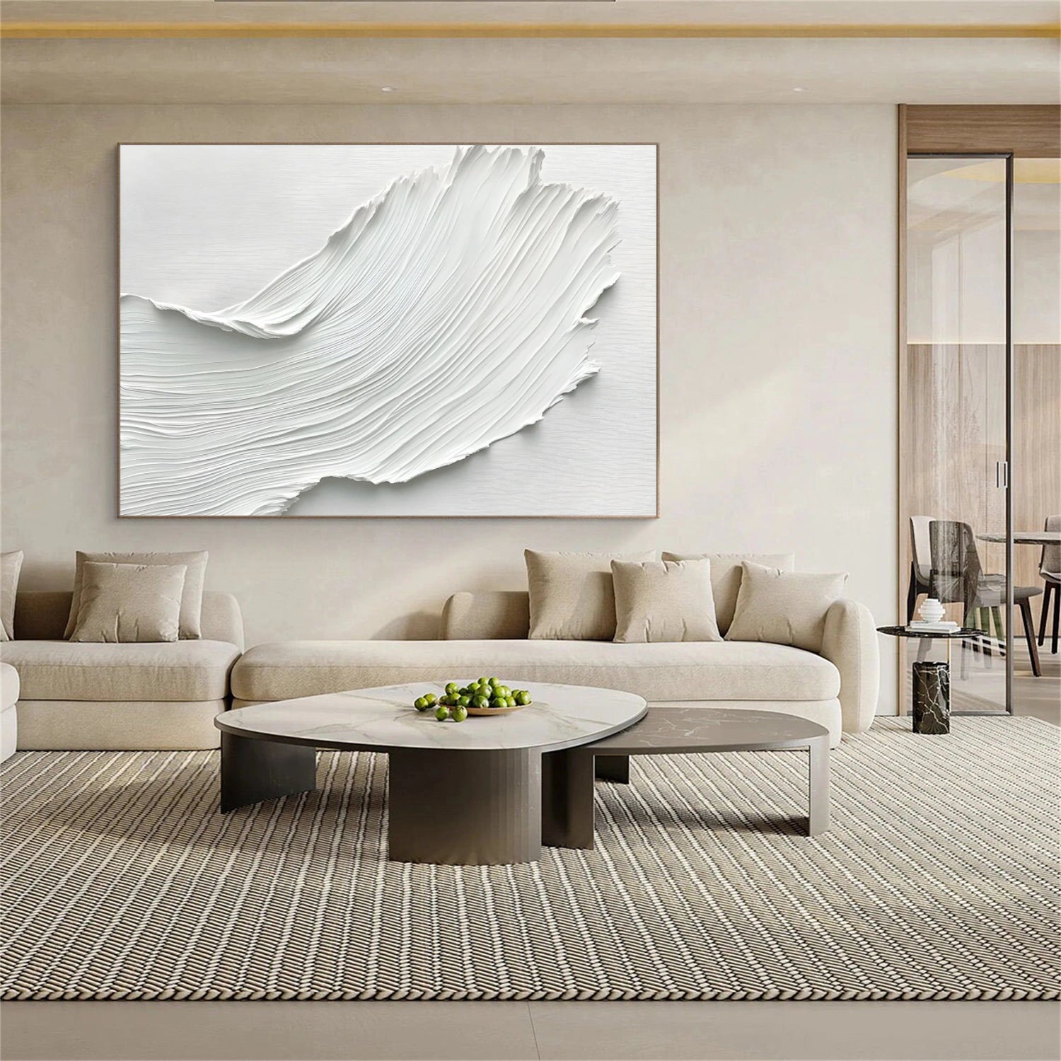 White Textured Minimalist Wall Art #WT194