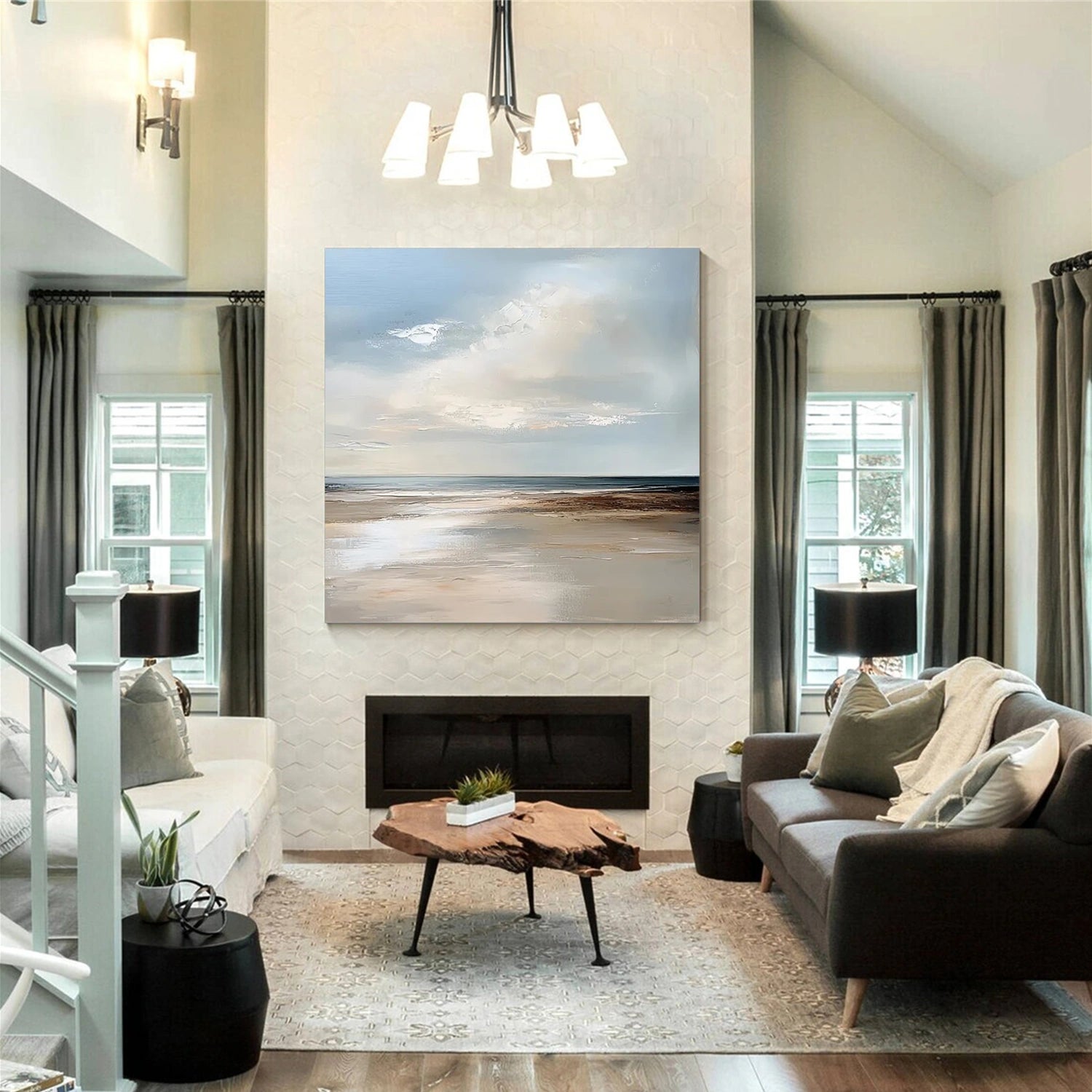 Sky And Ocean Abstract Wall Art #SO254