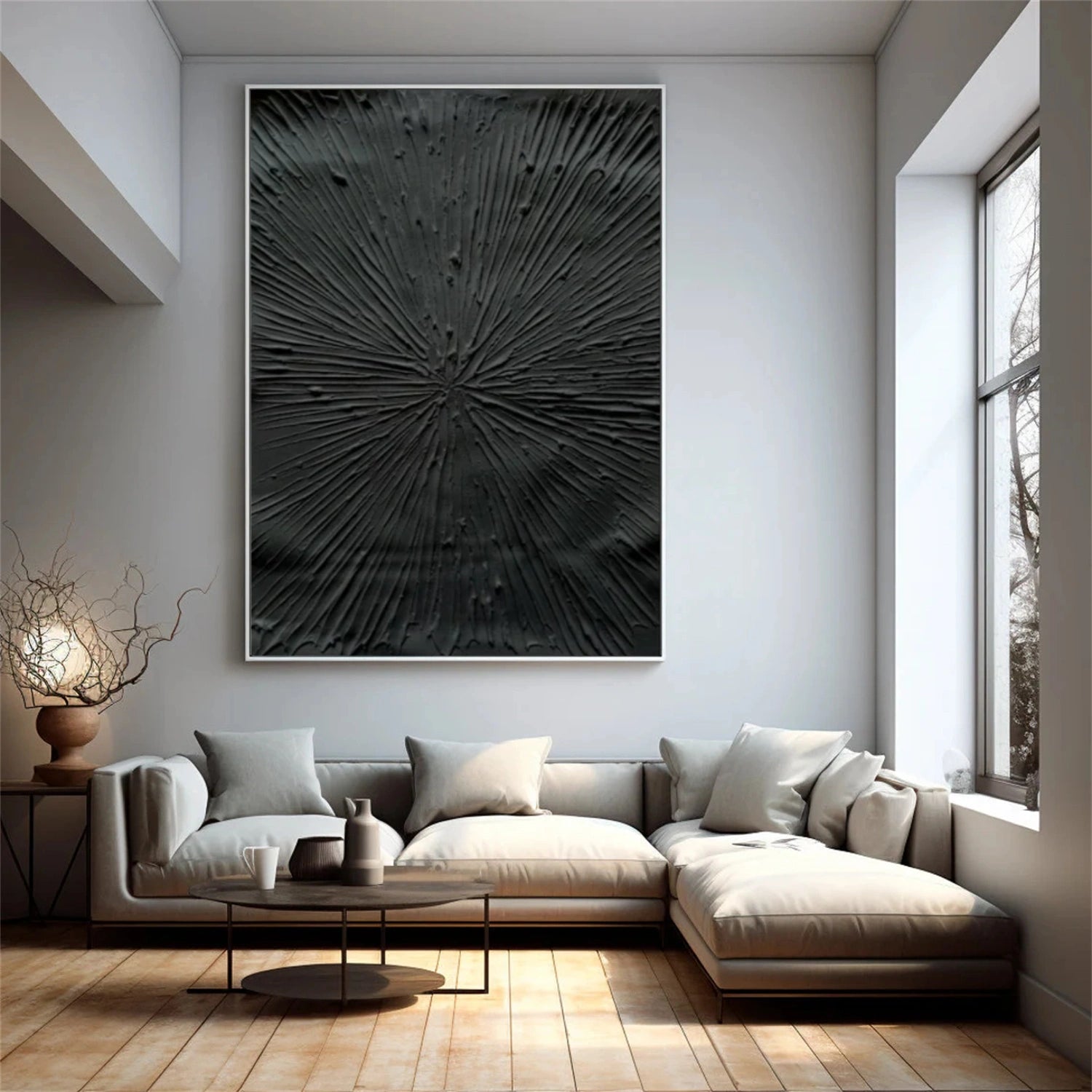 Black Minimalist Textured Canvas Art #BT086