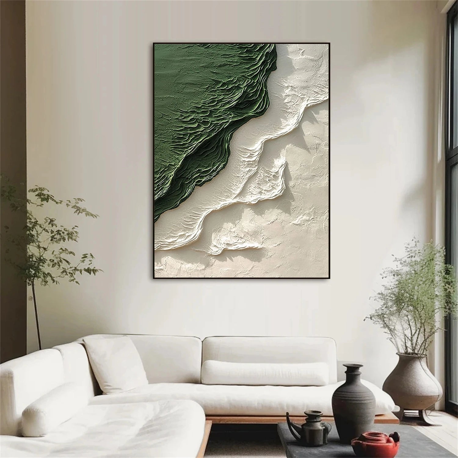 Green Textured Minimalist Wall Art #GT049