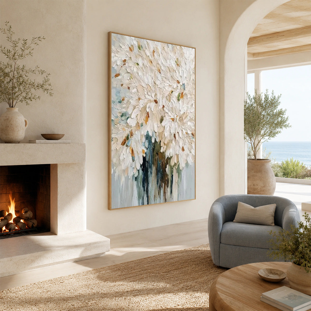 Tree And Flower Abstract Textured Wall Art #TF234