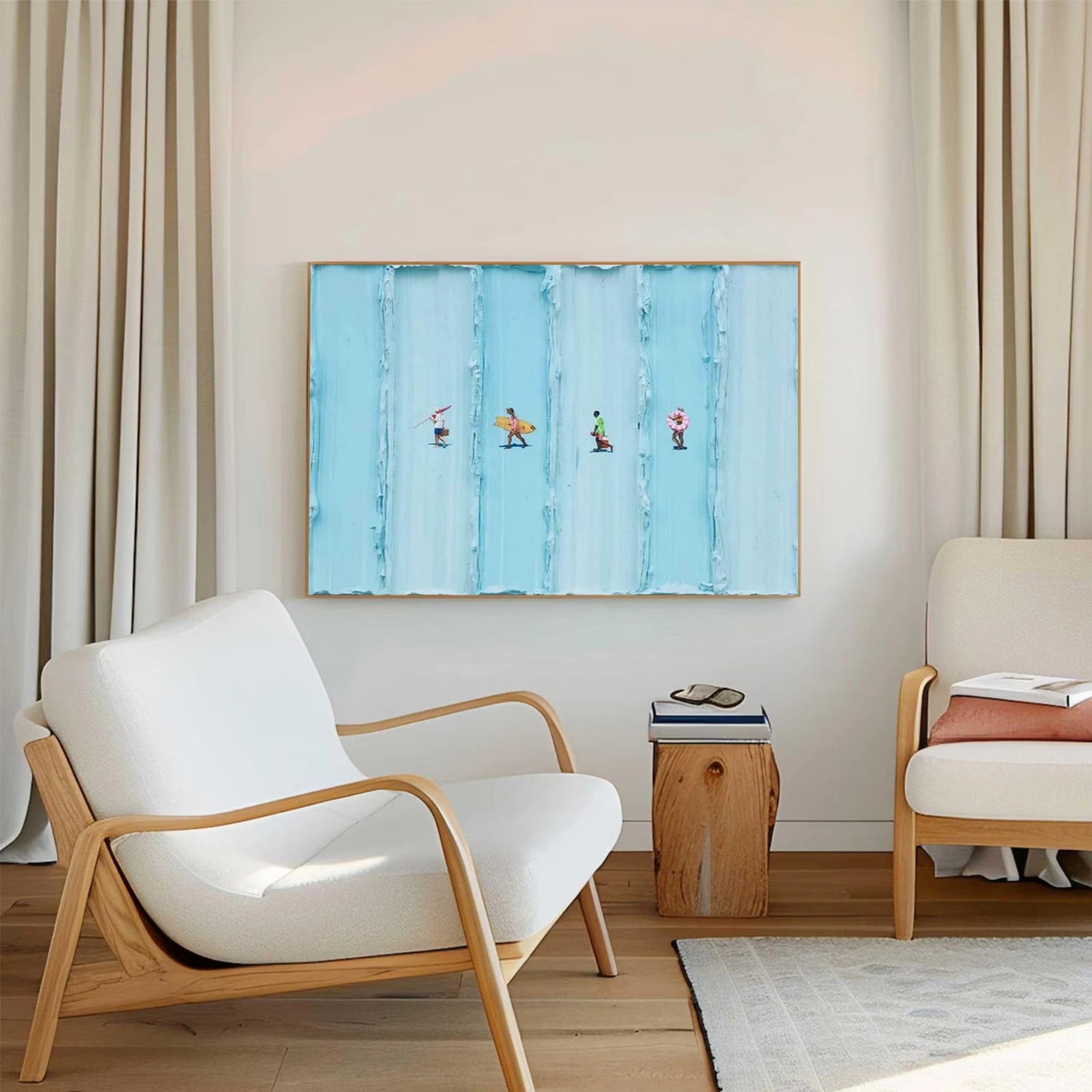 Blue Sky And Ocean Abstract Textured Wall Art #SO267
