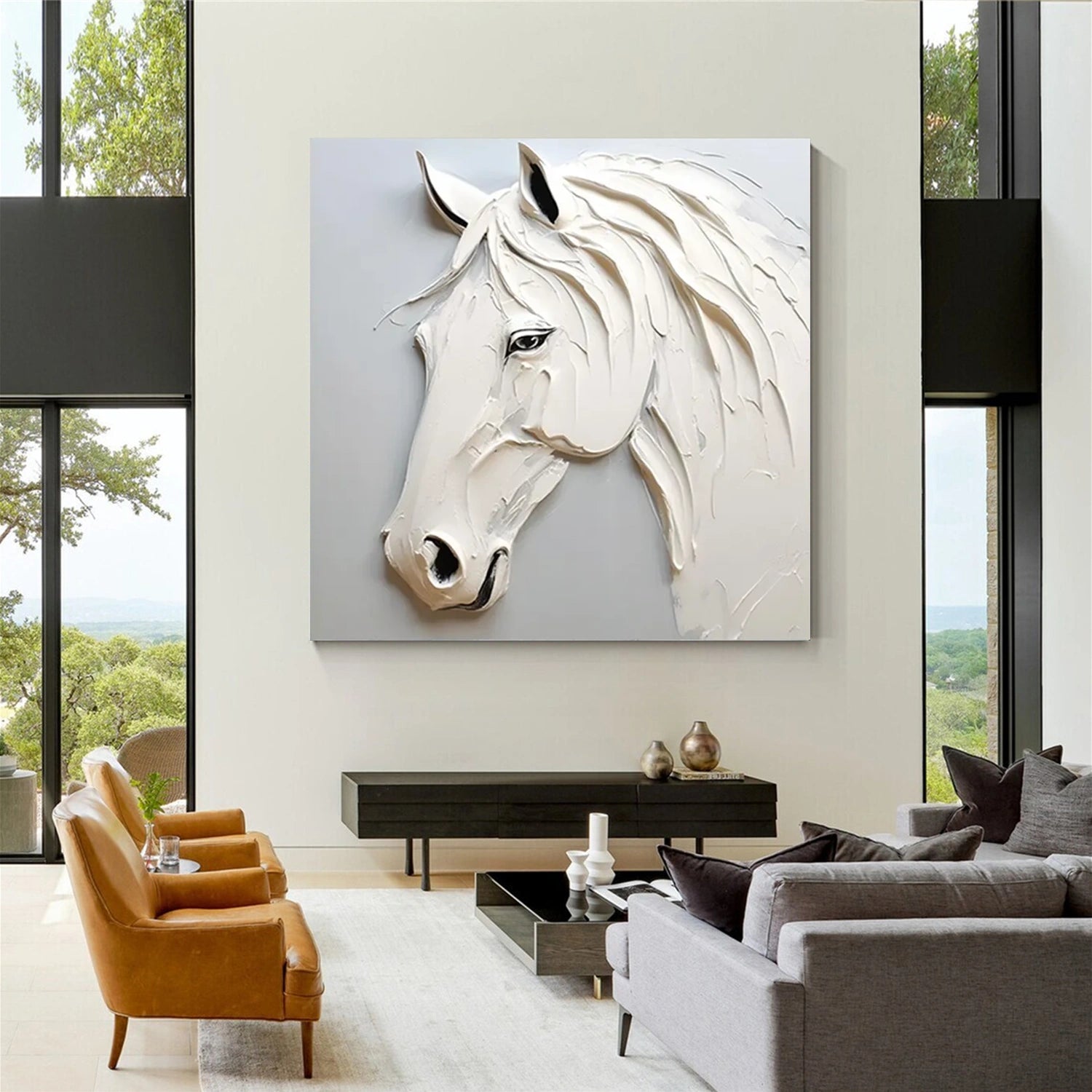Abstract Animal Art Horse Textured Wall Art #AT030