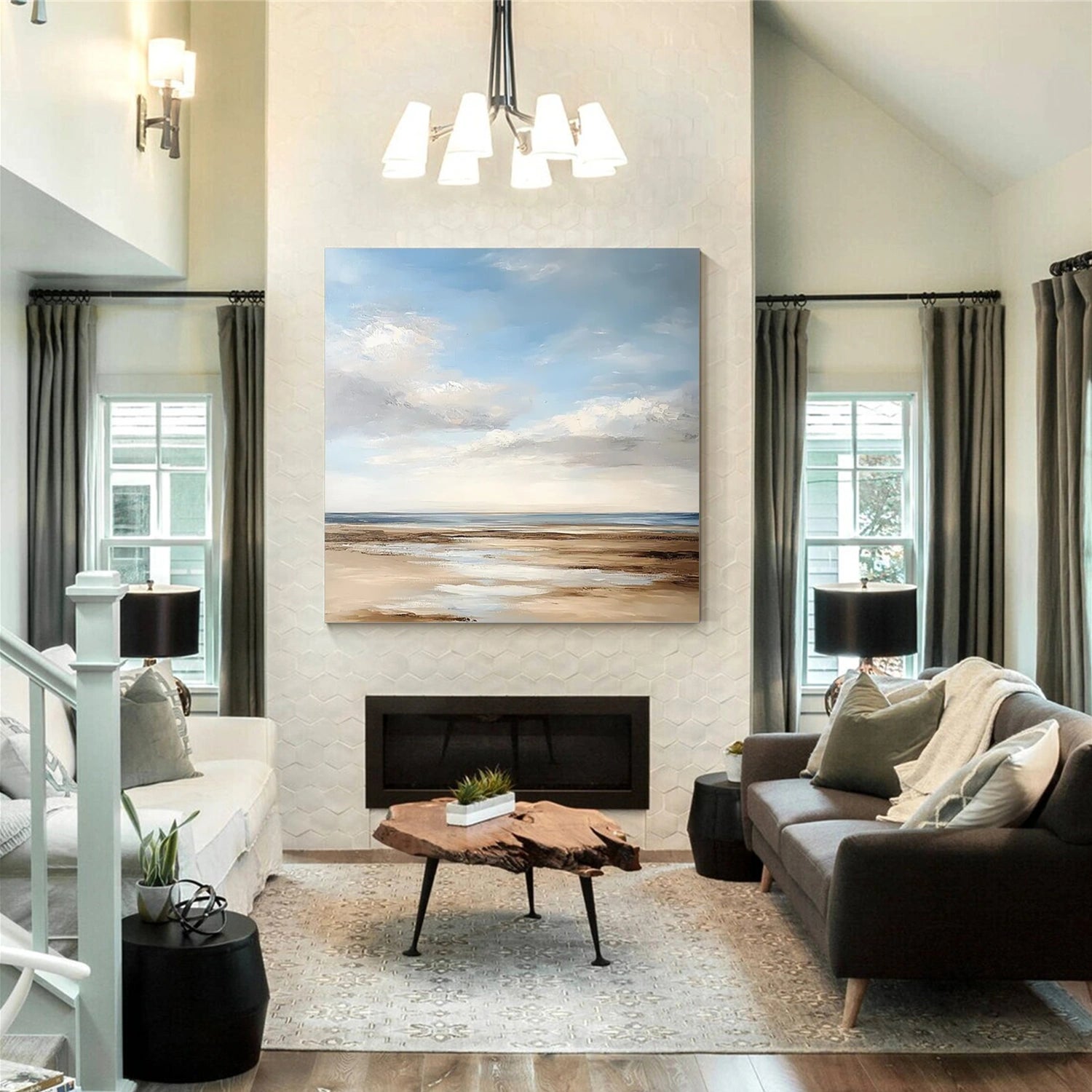Sky And Ocean Abstract Wall Art #SO307