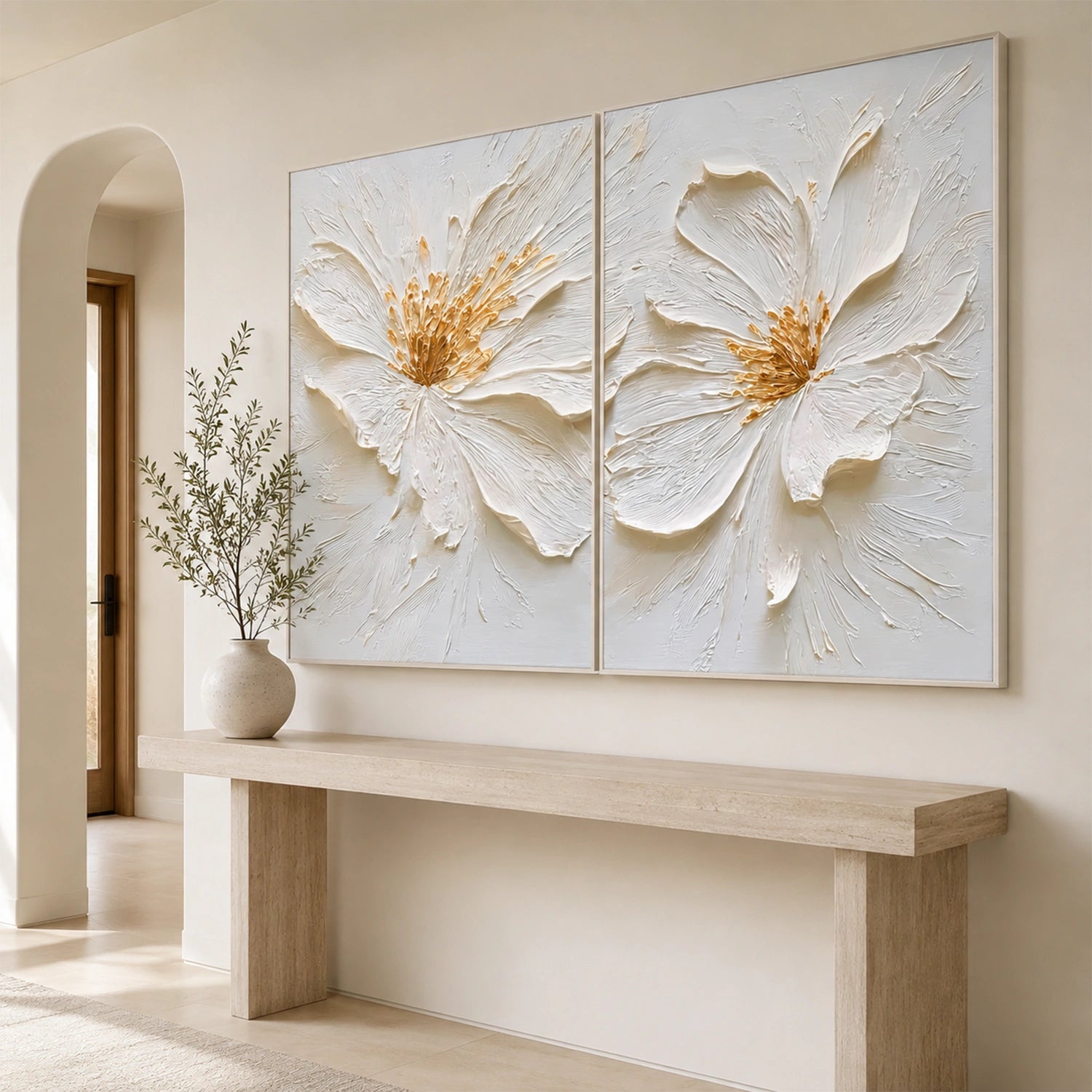Flower Abstract Textured Wall Art Set of 2 #TF218