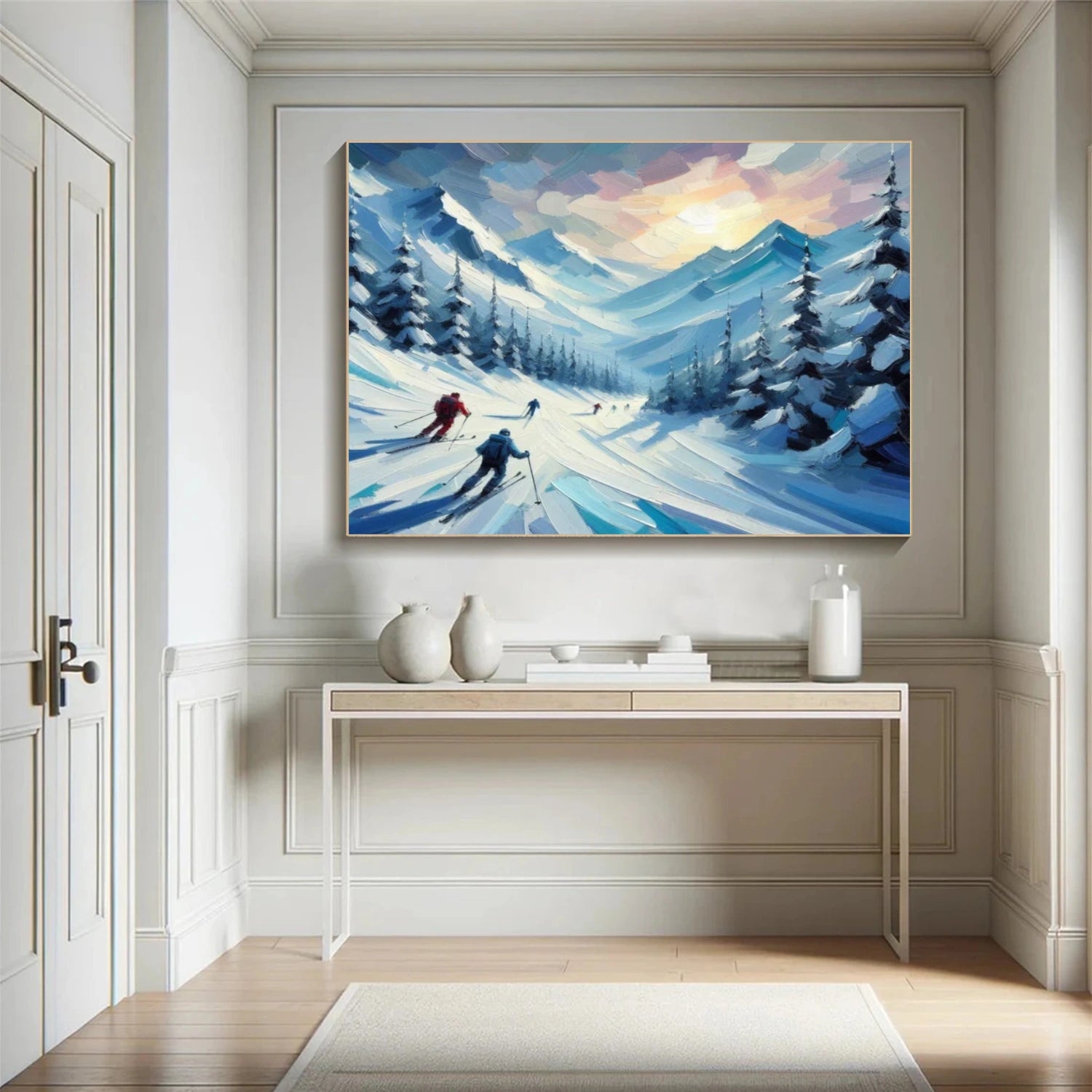 Skiing Sport Textured Wall Art #BA022