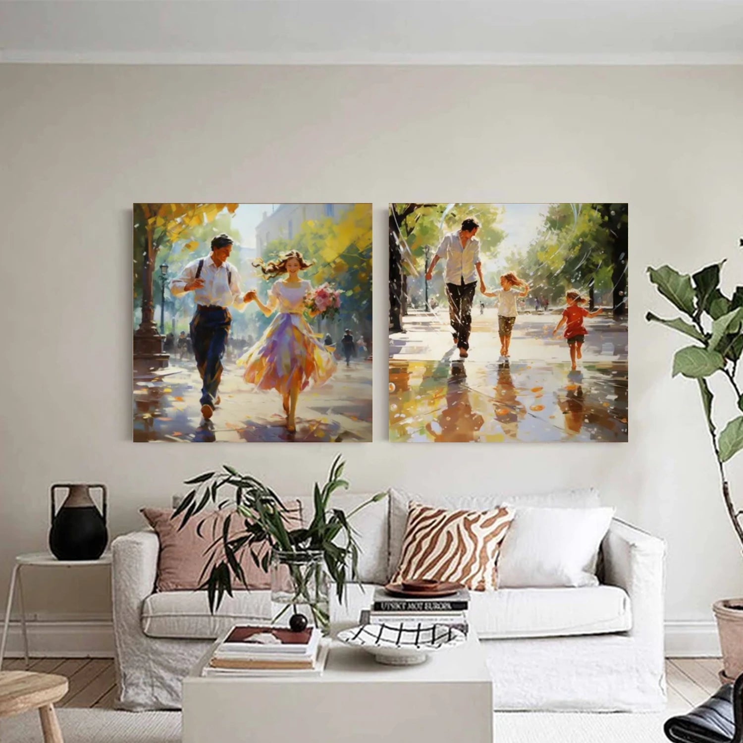 Colorful Abstract Portrait Textured Wall Art Set of 2 #WP012