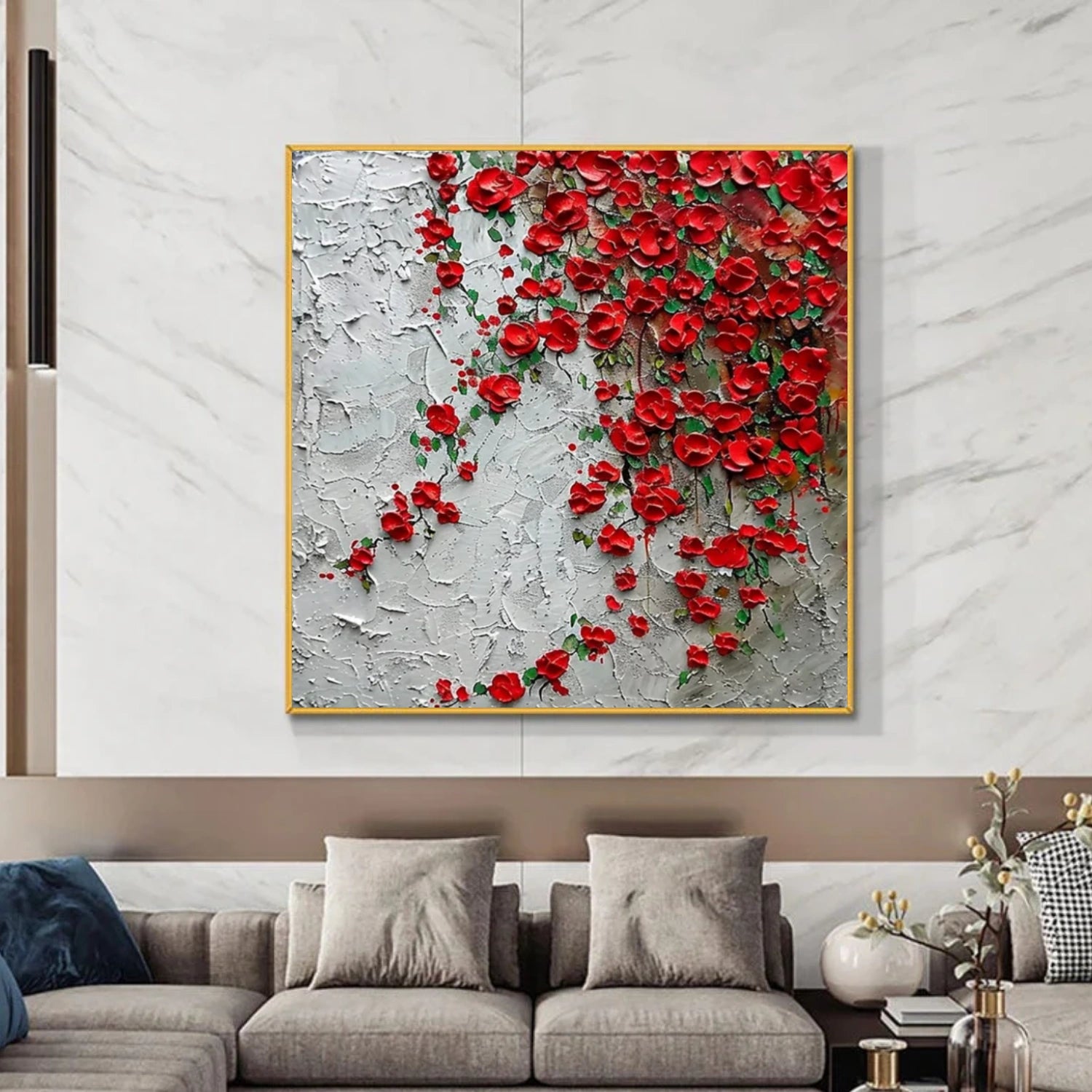 Tree And Flower Abstract Textured Wall Art #TF155