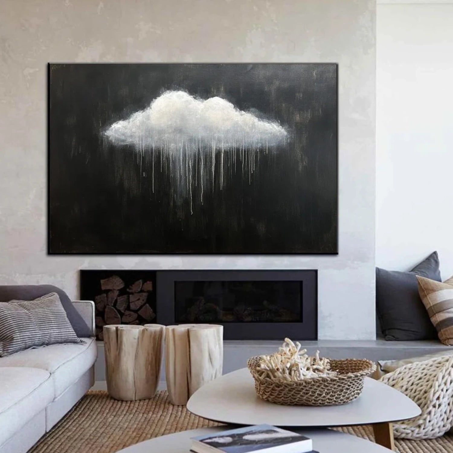 Black and White Sky Abstract Wall Art #SO300