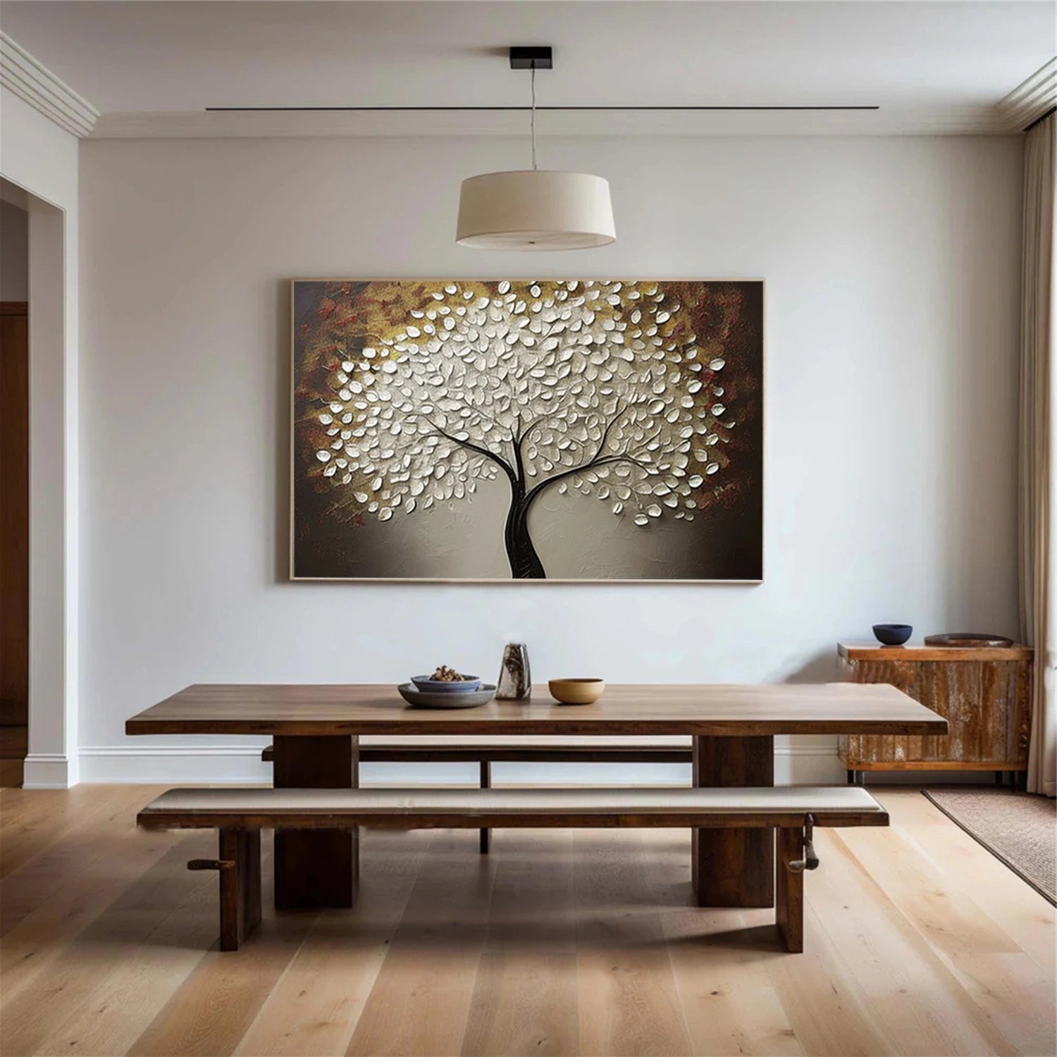 Tree And Flower Abstract Textured  Wall Art #TF132