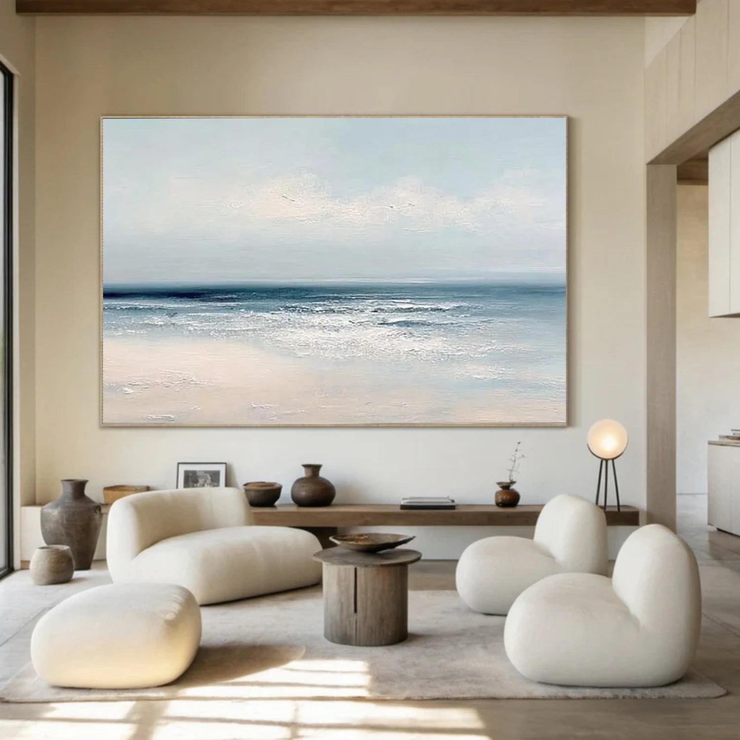 Sky And Ocean Abstract Textured Wall Art #SO383